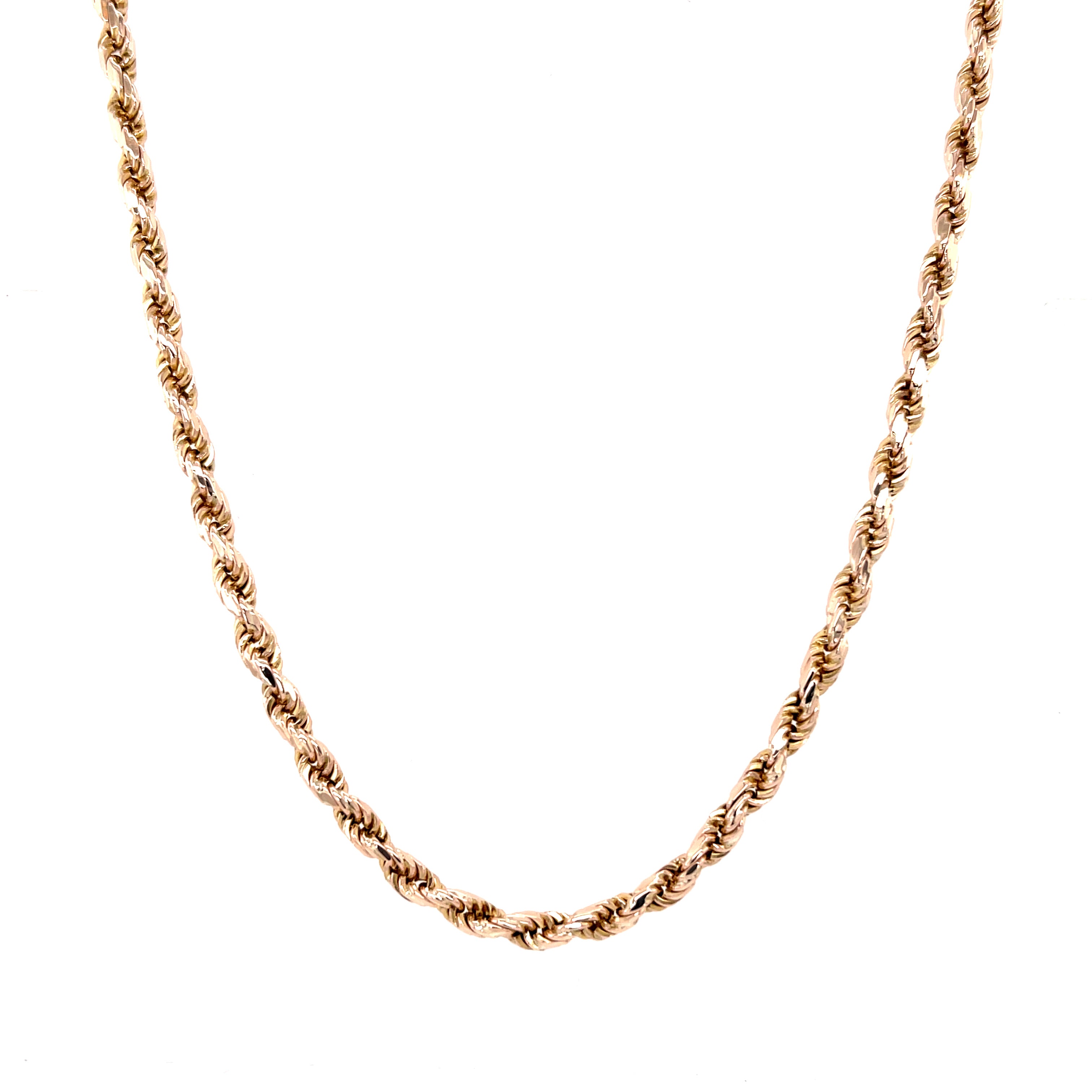 9ct Yellow Gold 18 Inch Solid Rope Chain - 17.80g