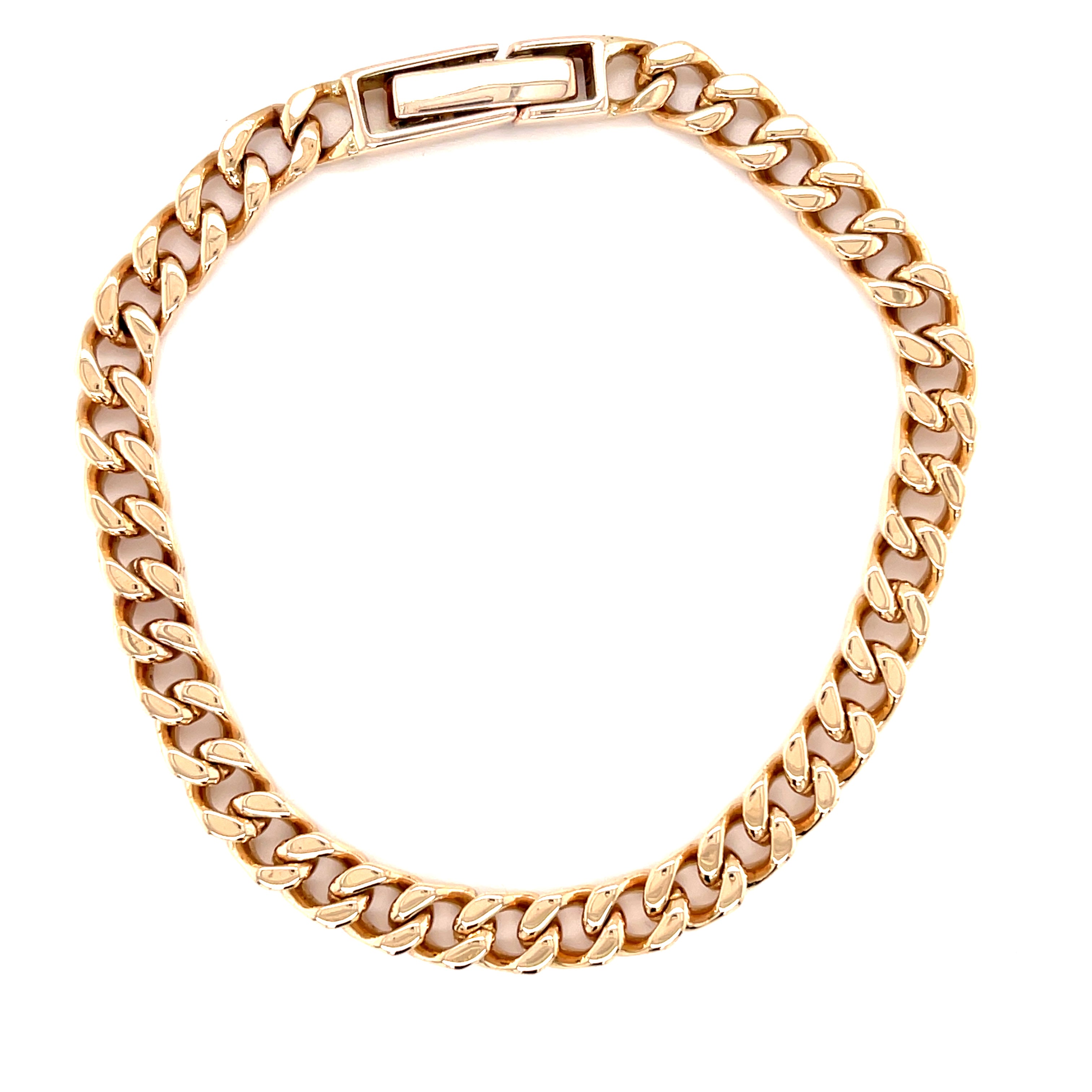 9ct Yellow Gold 8.5" Flat Edge Curb Link Bracelet - 24.55g
