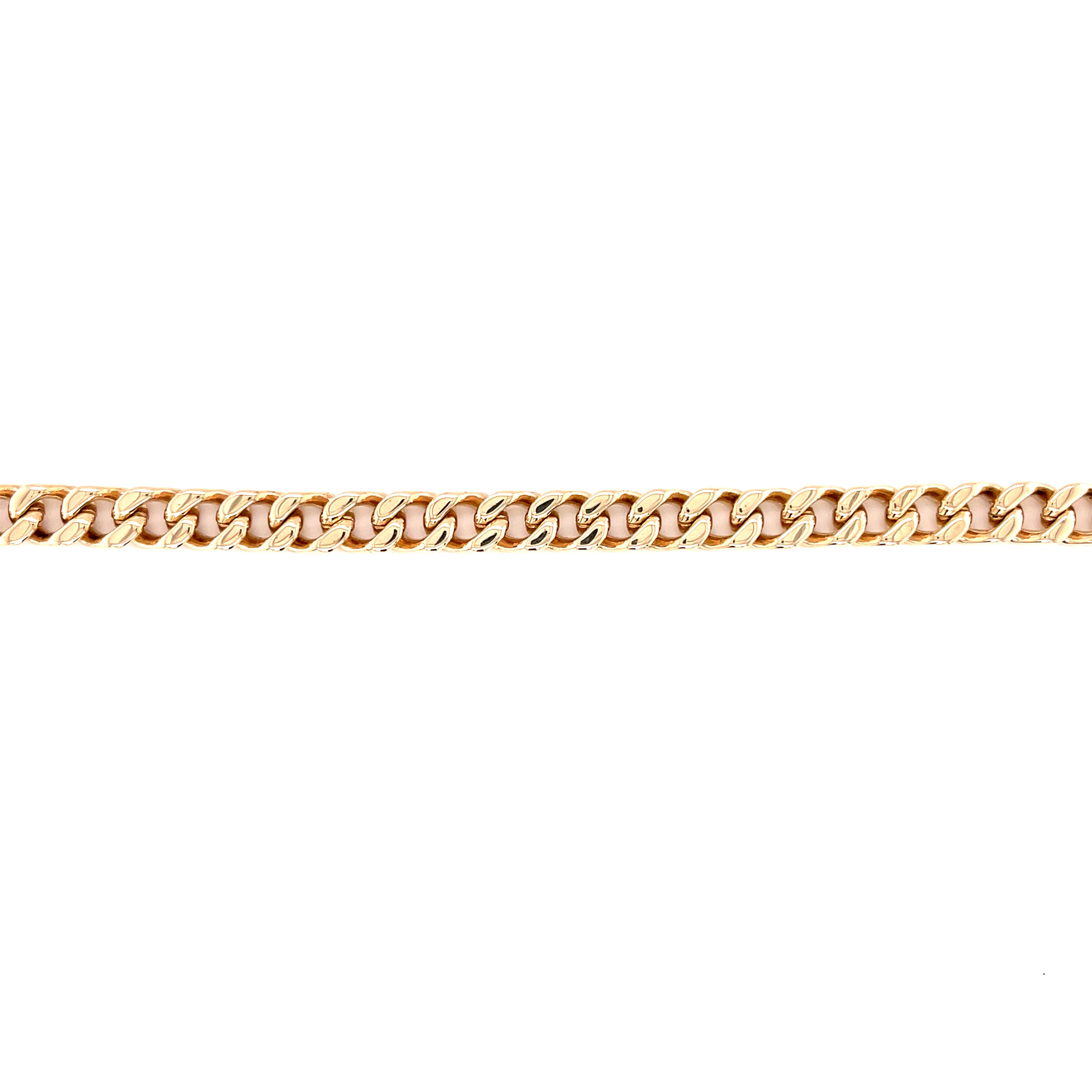 9ct Yellow Gold 8.5" Flat Edge Curb Link Bracelet - 24.55g