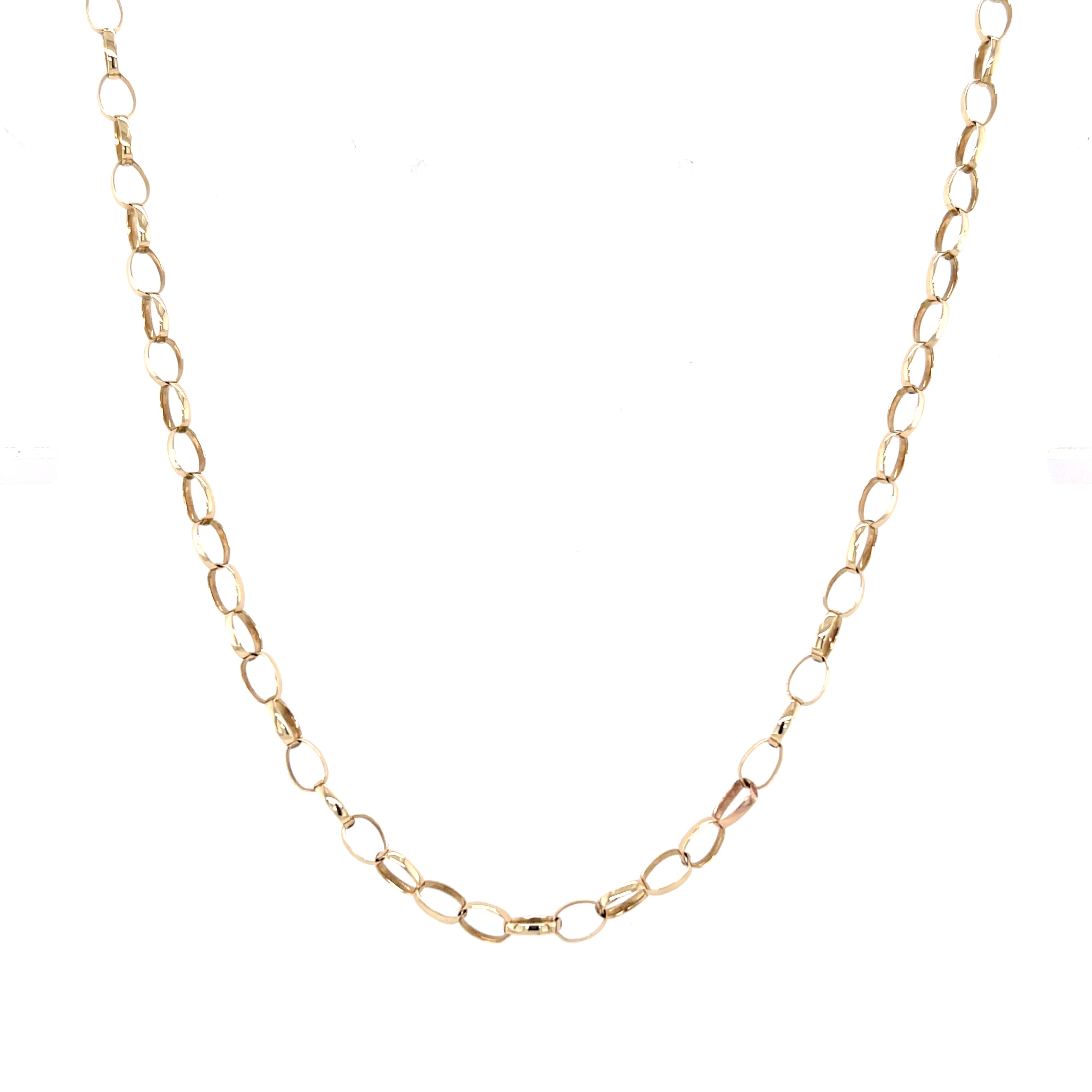 9ct Yellow Gold Oval Link 18" Belcher Chain - 3.86g SOLD