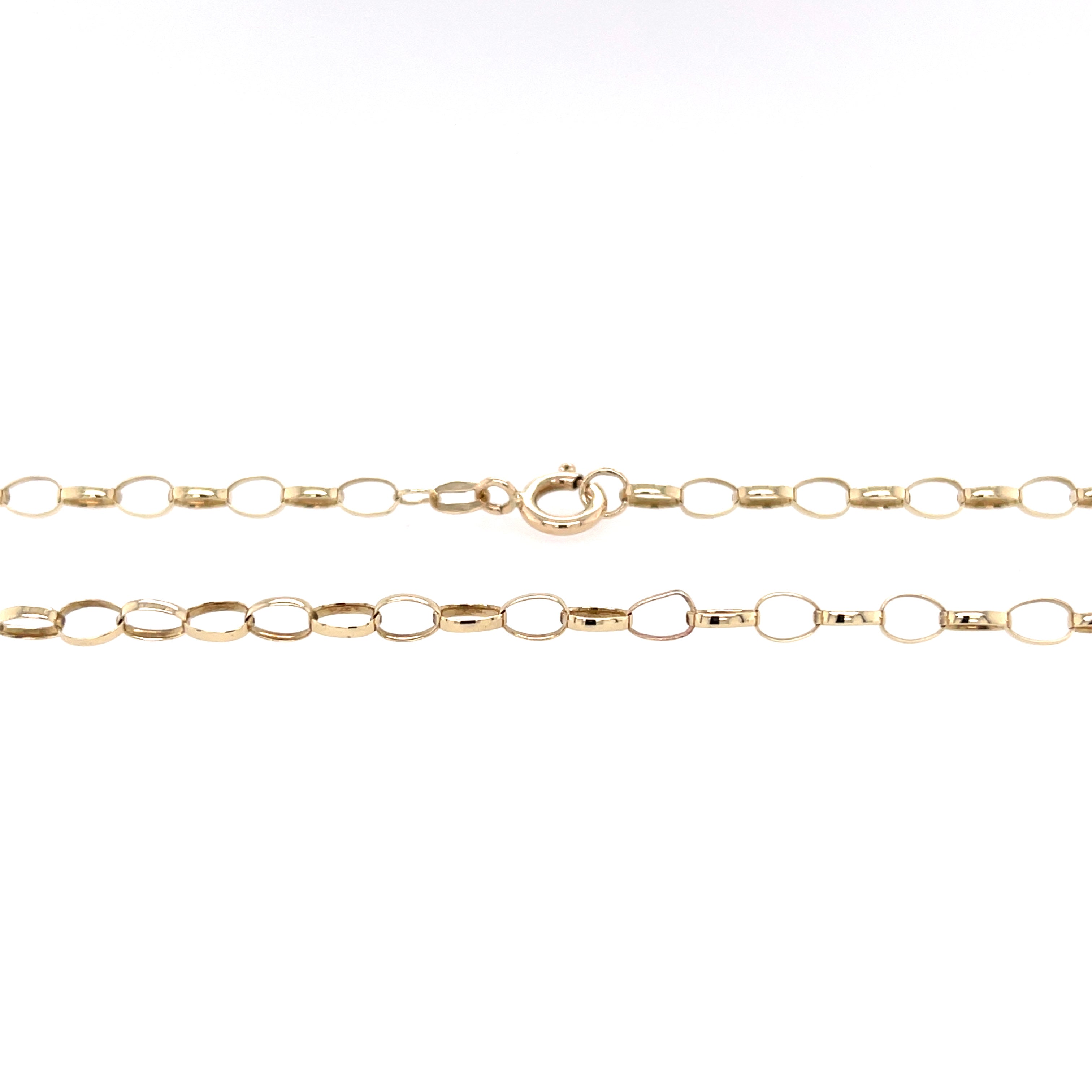 9ct Yellow Gold Oval Link 18" Belcher Chain - 3.86g SOLD