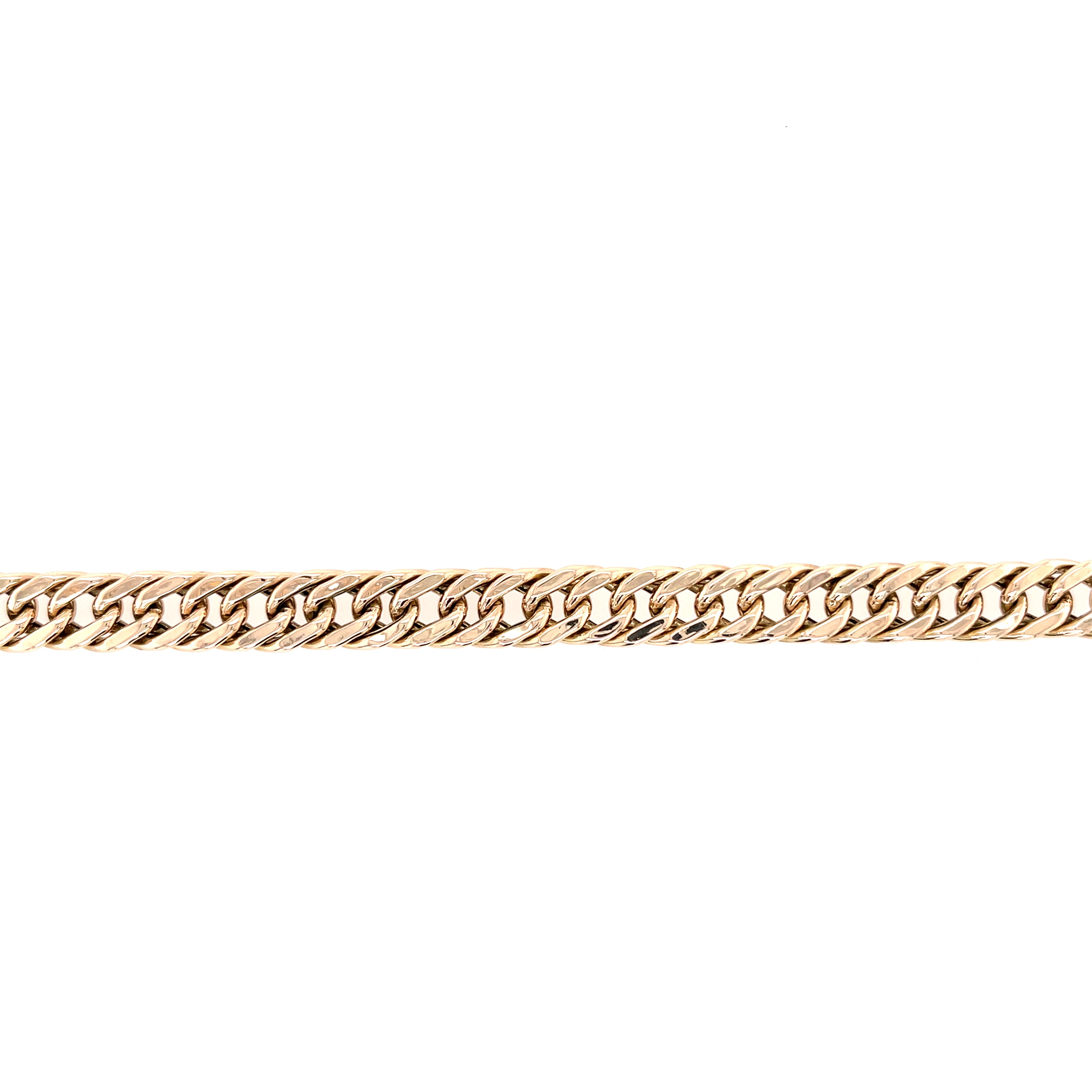 9ct Yellow Gold 8" Hollow Double Curb Link Bracelet - 11.27g SOLD