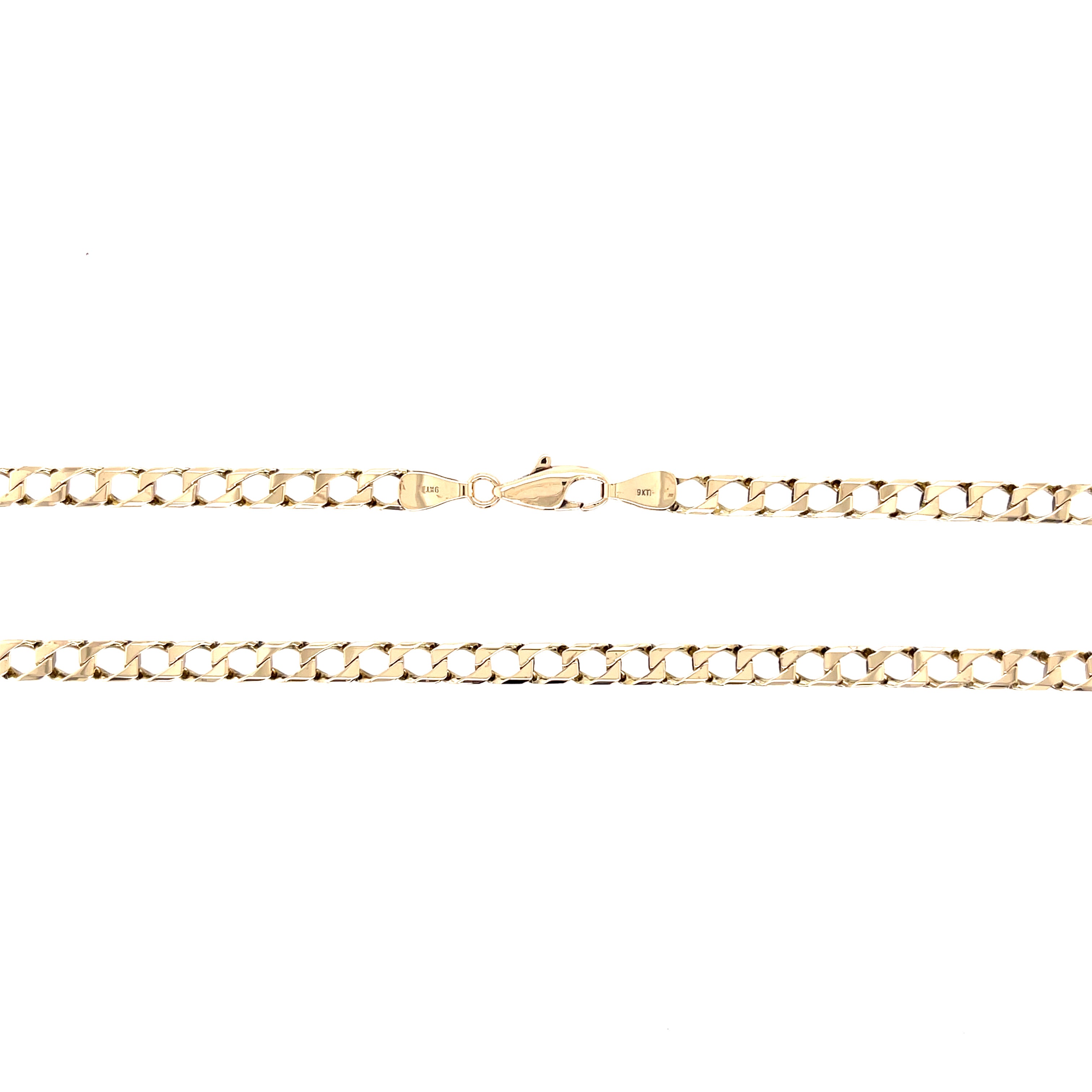 9ct Yellow Gold 18 Inch Square Curb Link Chain - 13.30g