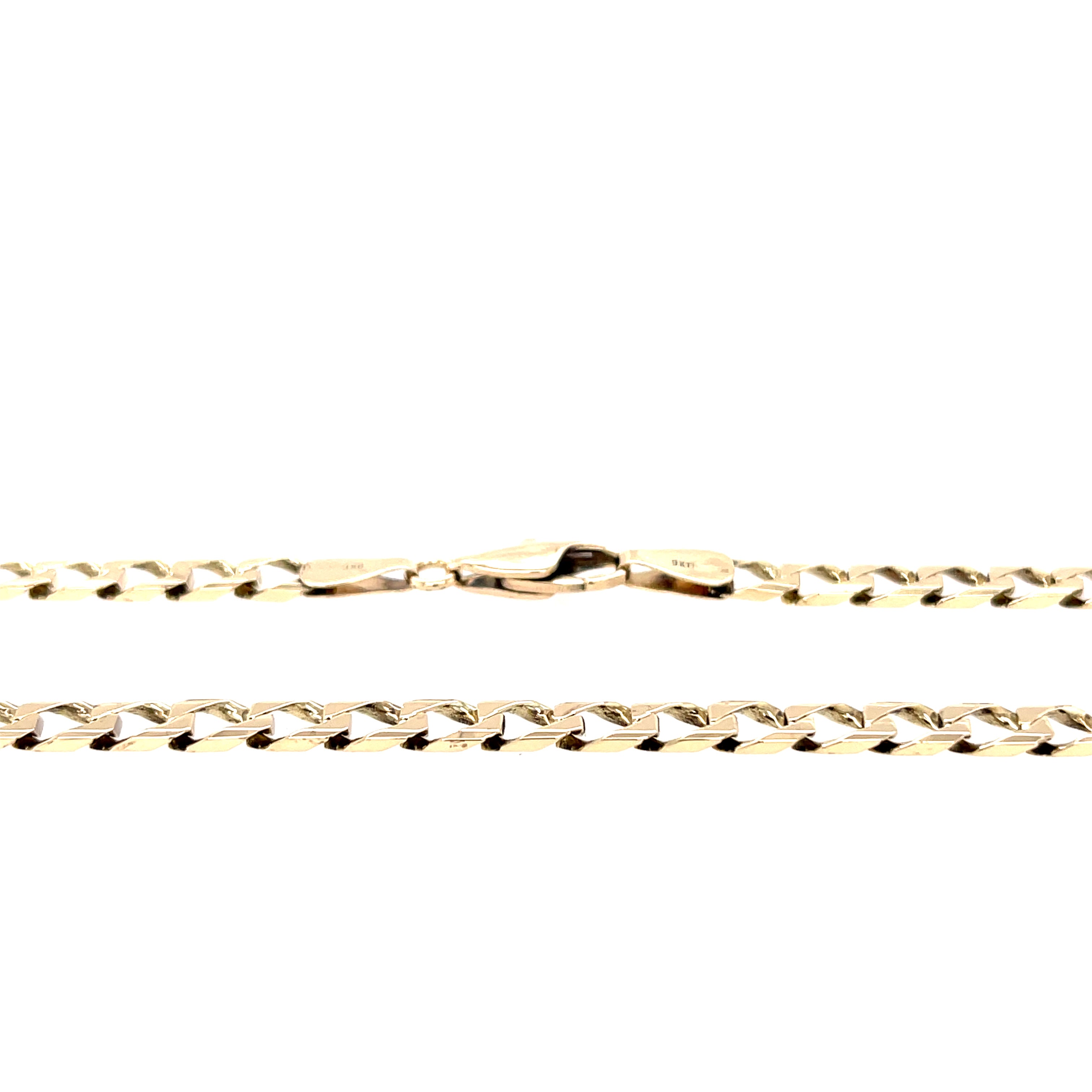 9ct Yellow Gold 18 Inch Square Curb Link Chain - 13.30g
