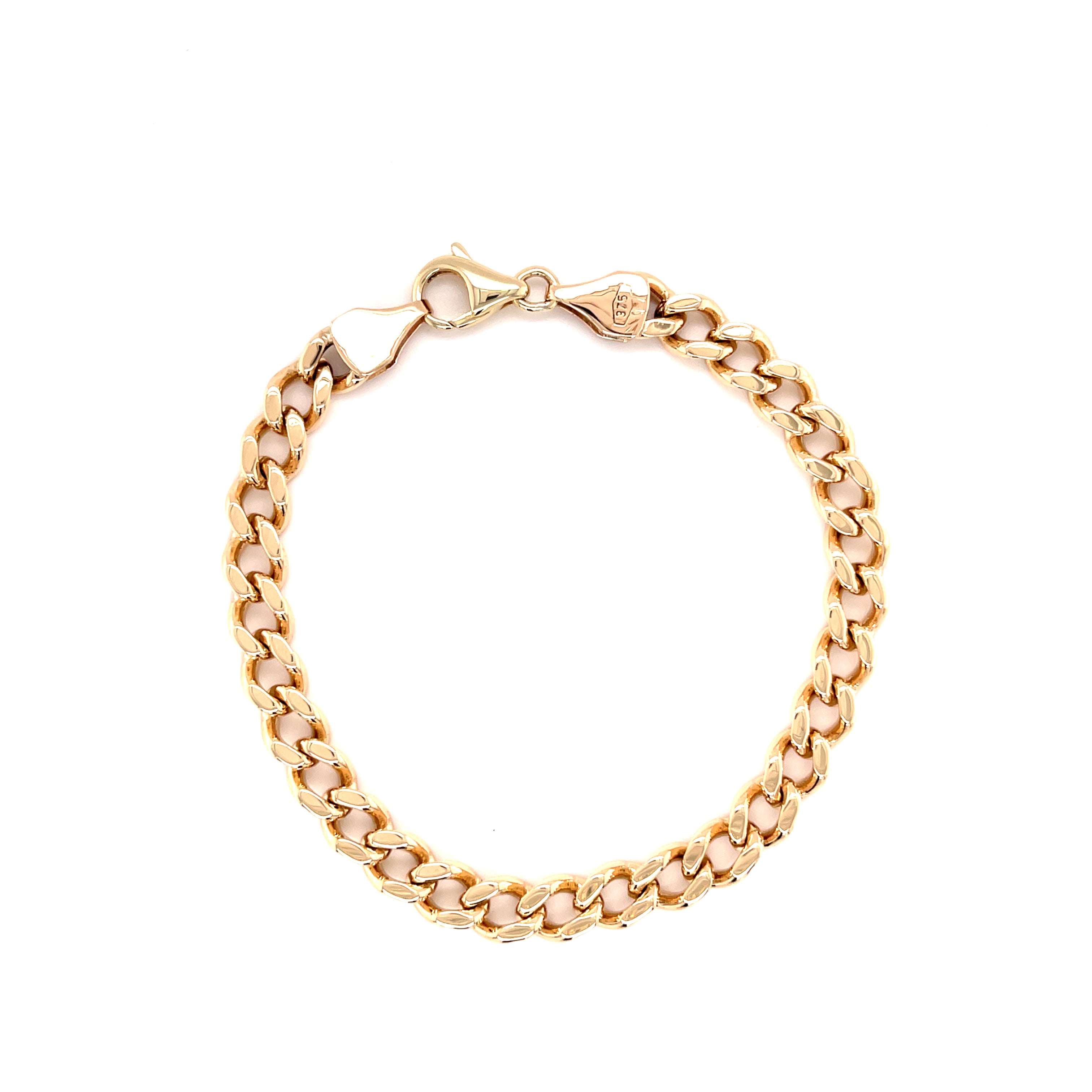 9ct Yellow Gold 8" Chunky Curb Link Bracelet - 22.04g