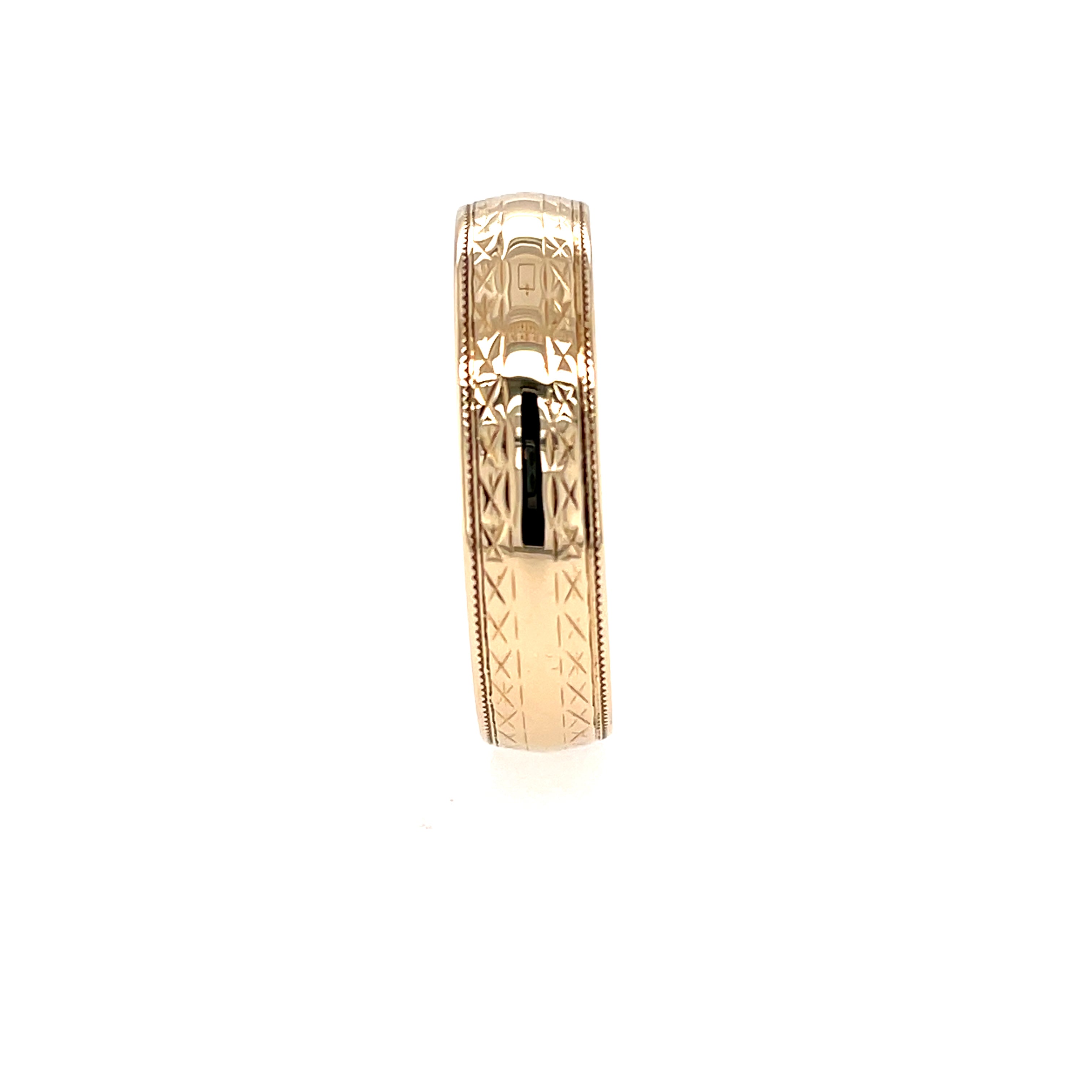 9ct Yellow Gold 5mm Patterned Wedding Band Ring - Size Z SOLD