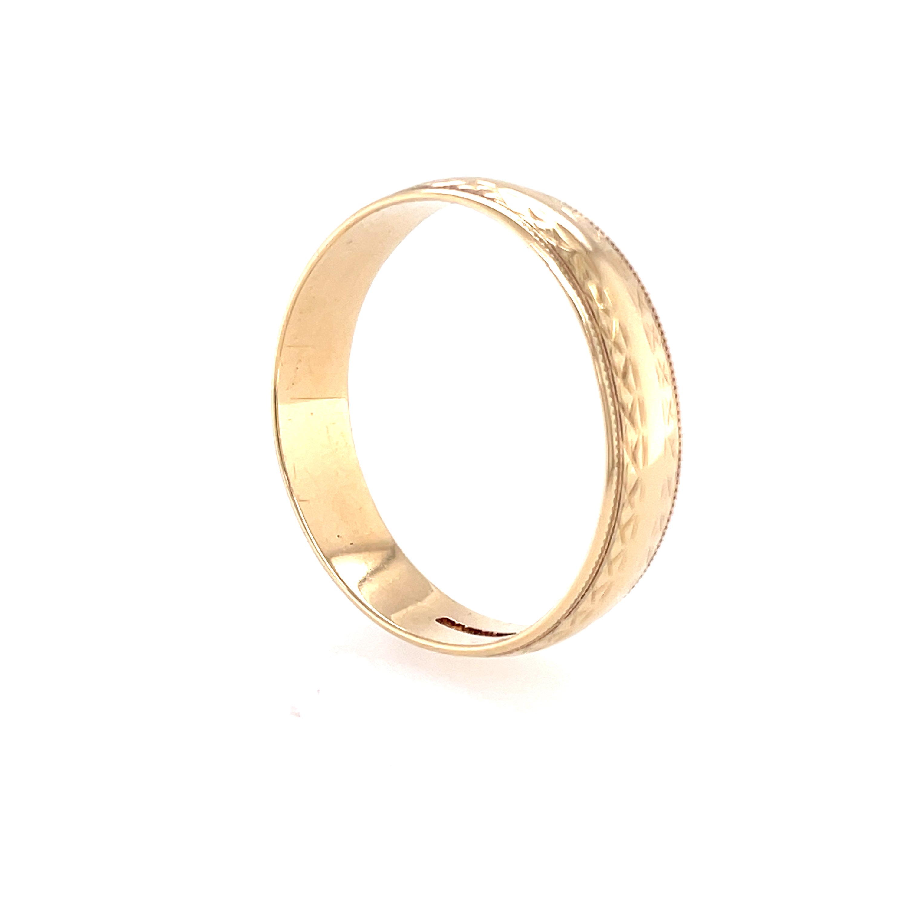 9ct Yellow Gold 5mm Patterned Wedding Band Ring - Size Z SOLD