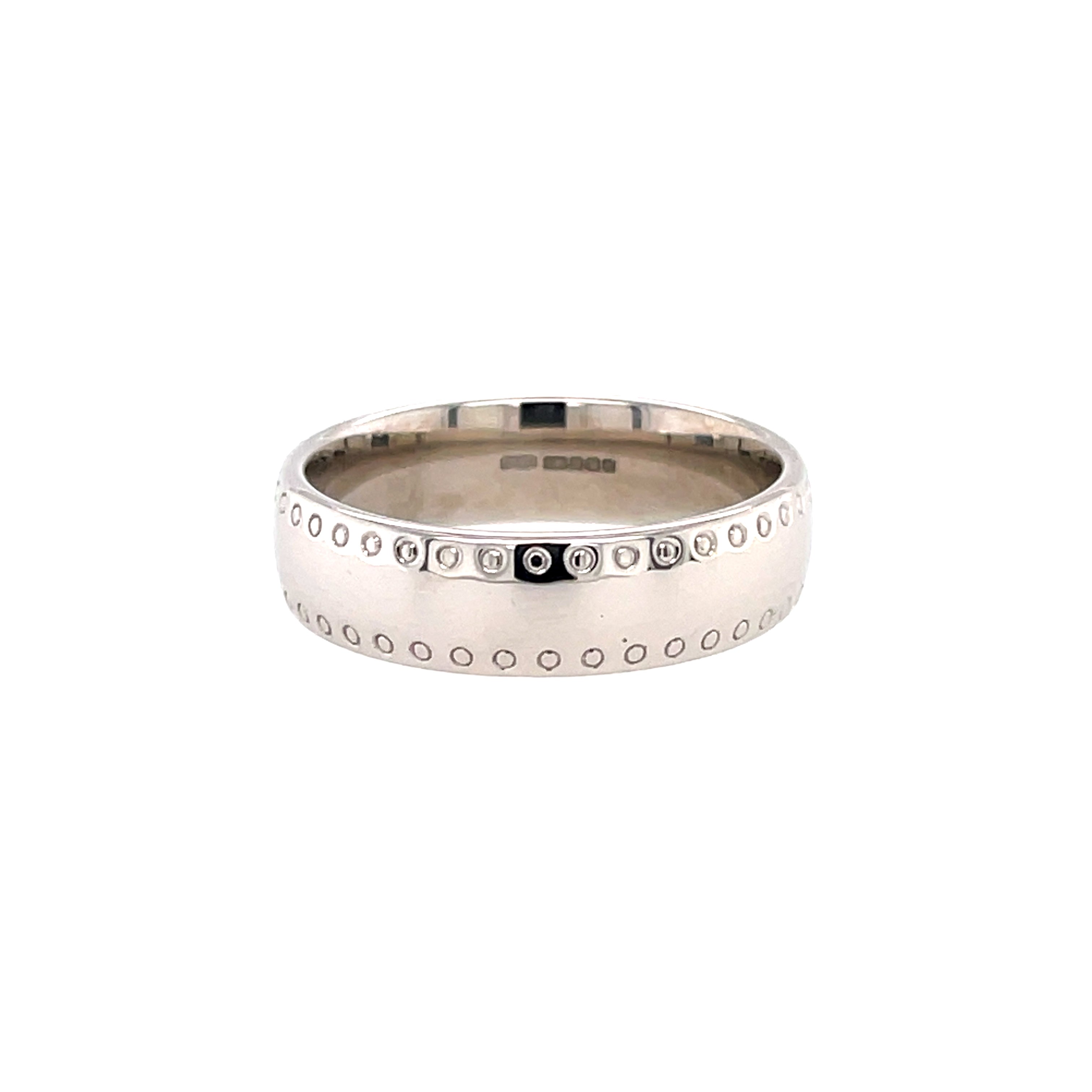 9ct White Gold 6mm Patterned Wedding Band - Size R SOLD