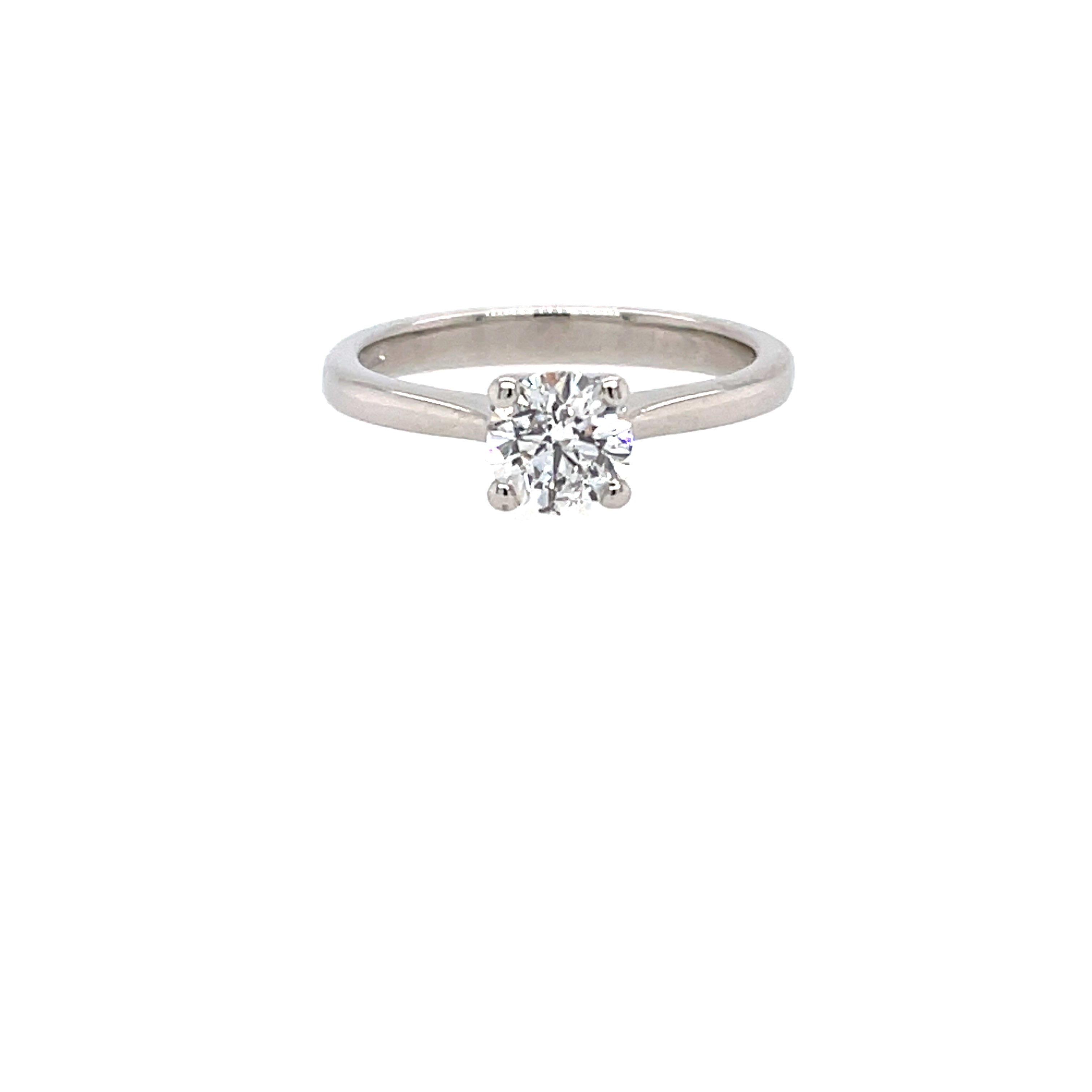 Platinum 0.60ct Round Brilliant Cut Diamond Solitaire Engagement Ring Certified F I1