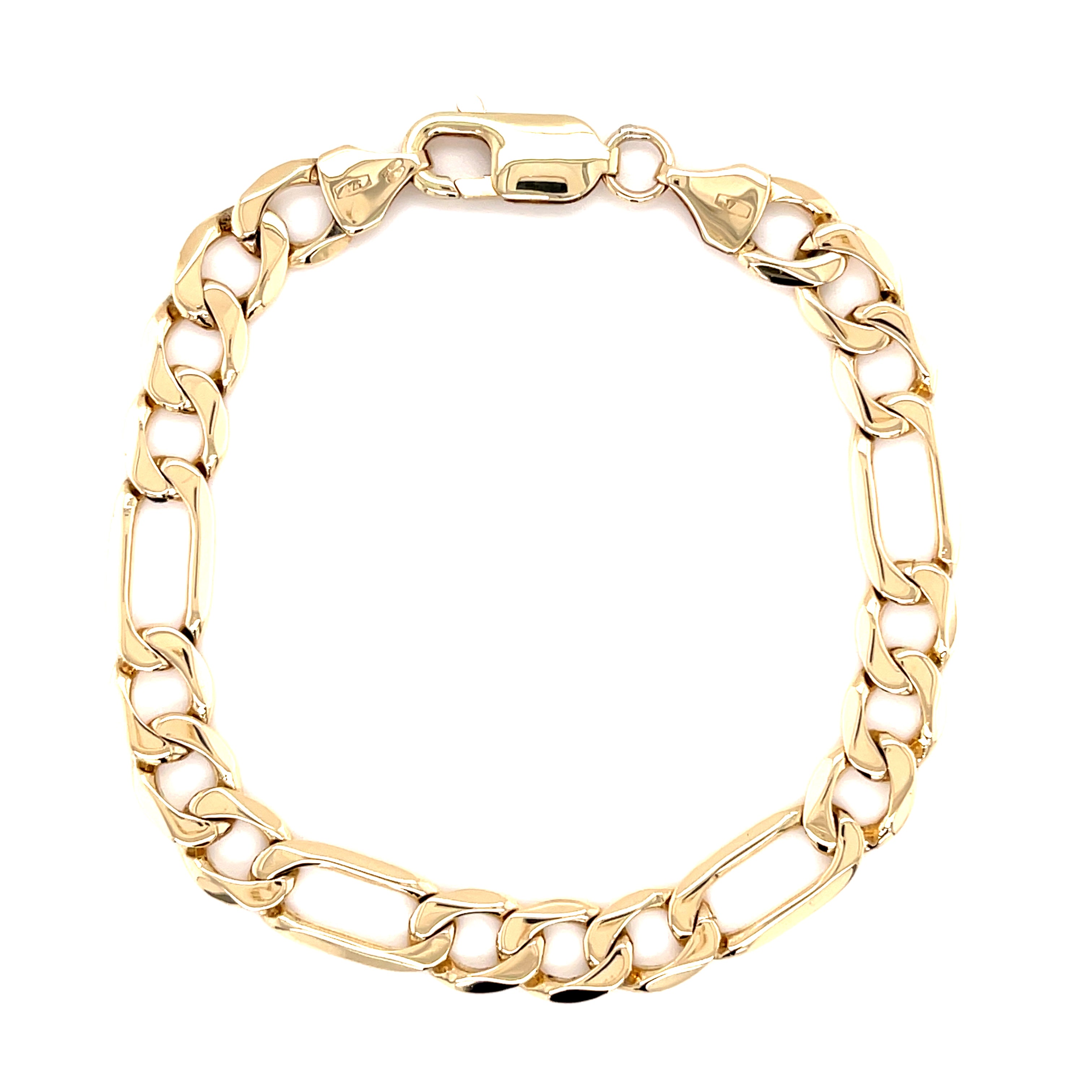 9ct Yellow Gold 7.5 Inch Figaro Link Bracelet - 12.30g
