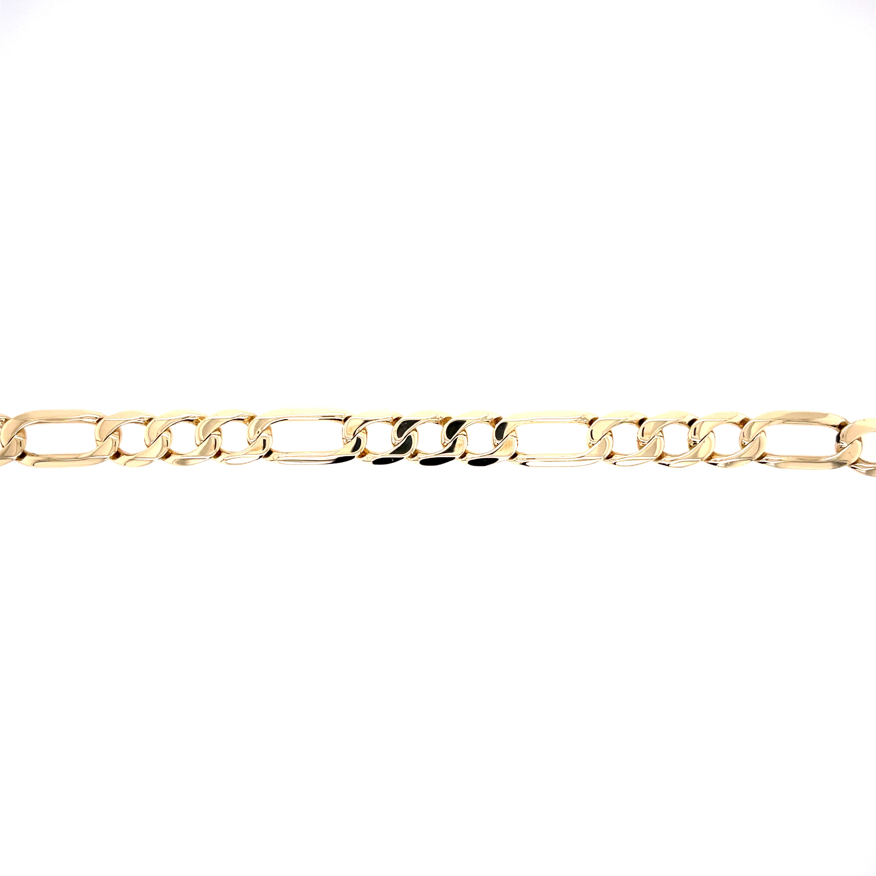 9ct Yellow Gold 7.5 Inch Figaro Link Bracelet - 12.30g