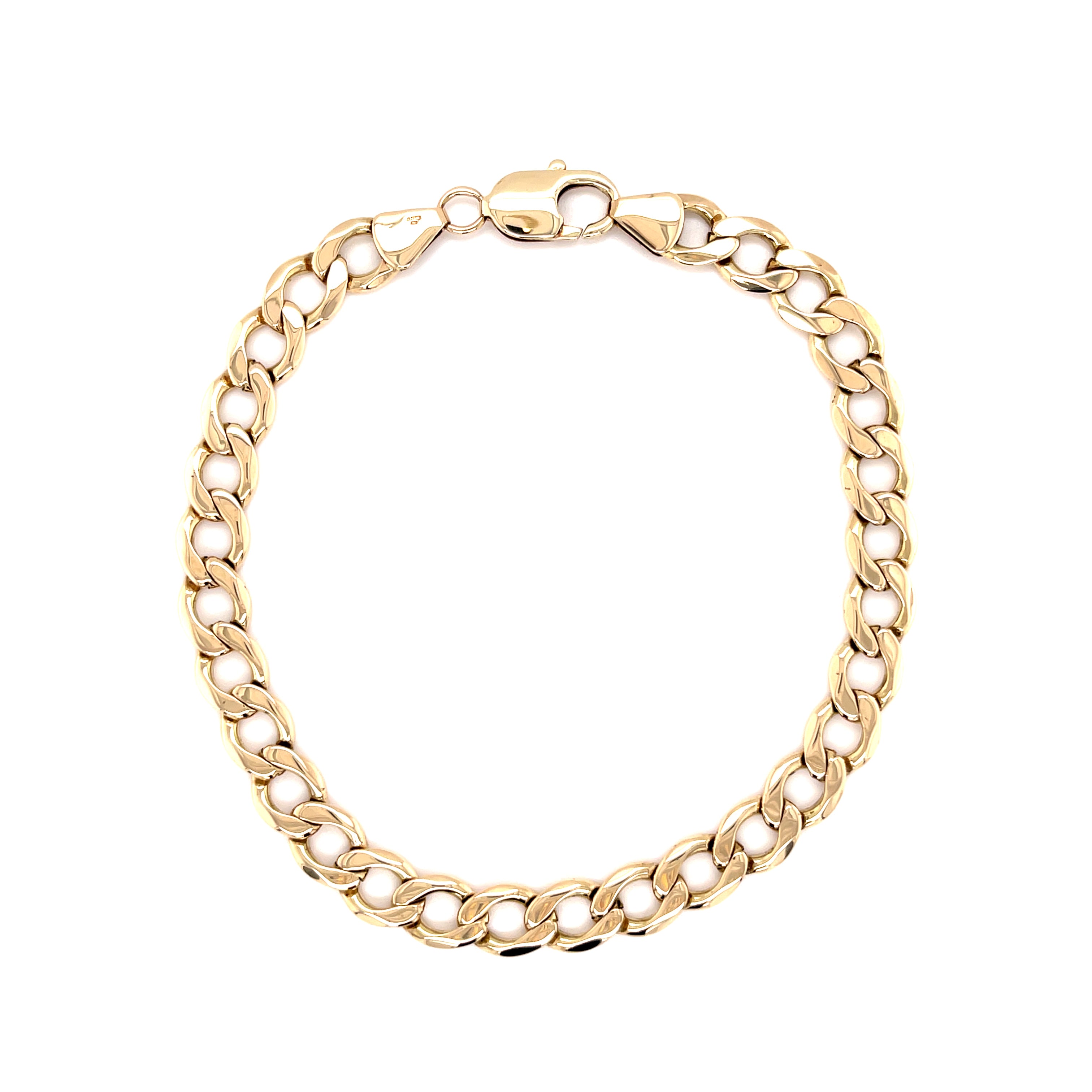 9ct Yellow Gold 9.5 Inch Curb Link Bracelet - 18.20g