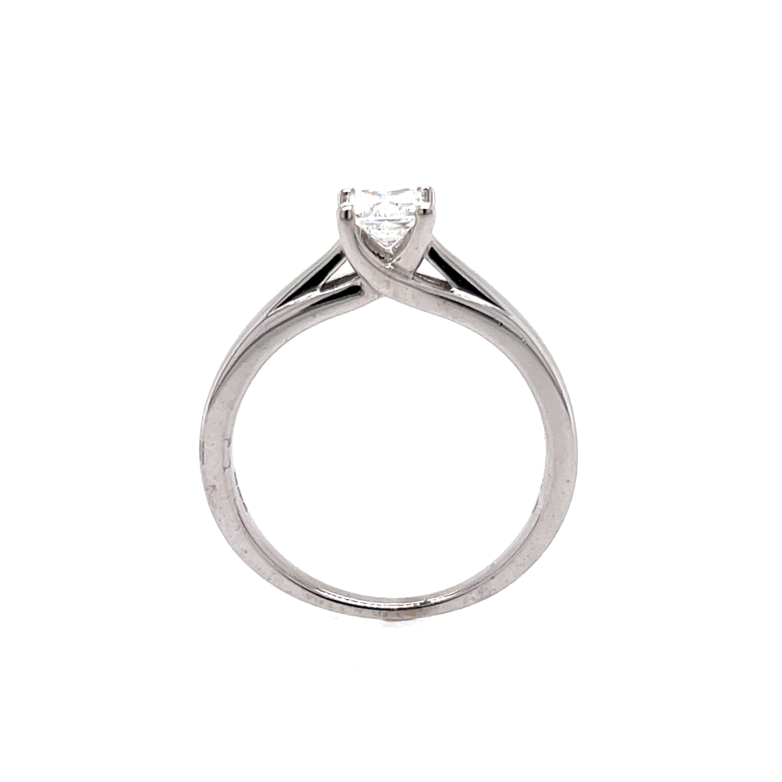 18ct White Gold 0.40ct Princess Cut Diamond Solitaire Engagement Ring Certified E SI