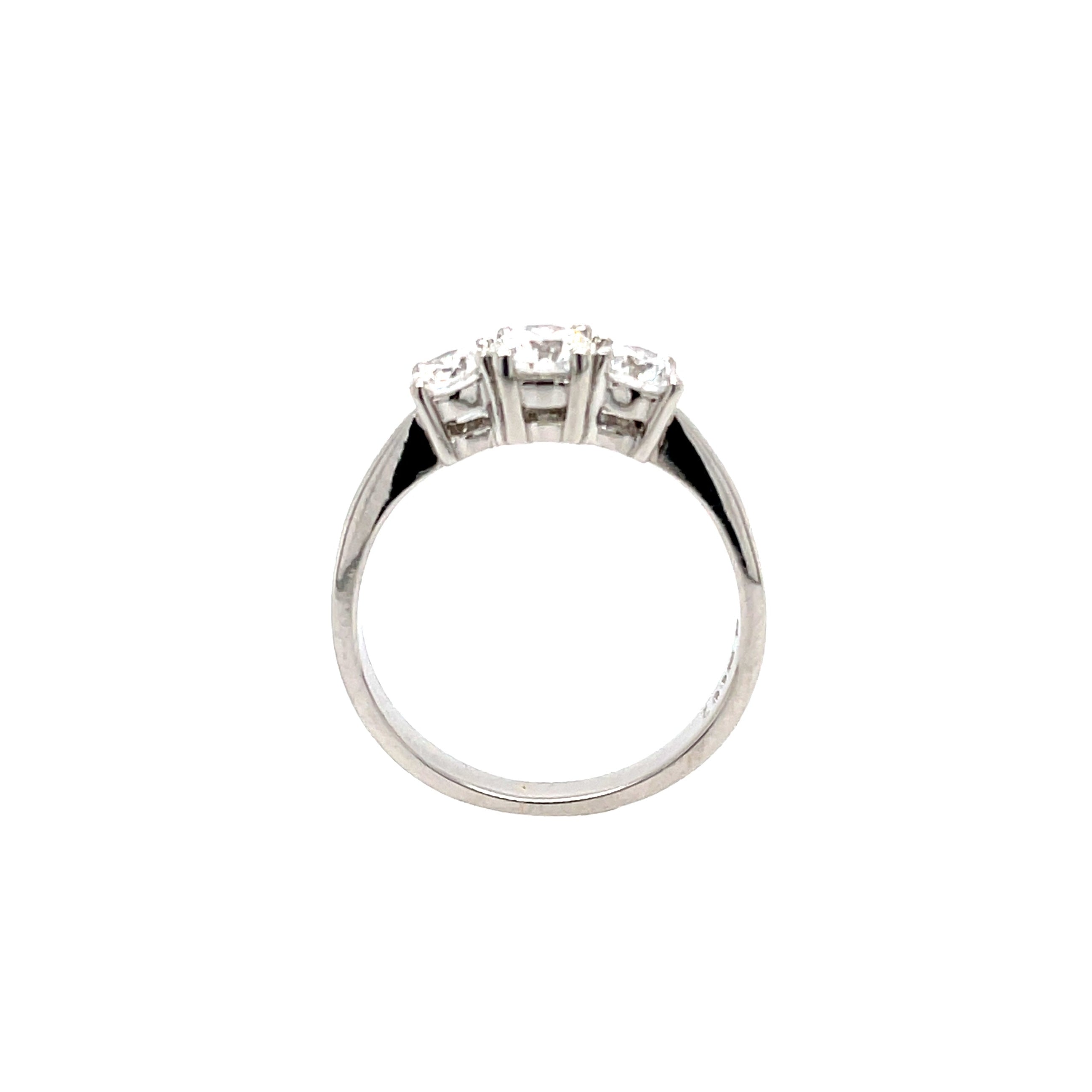 Platinum 0.75ct Round Brilliant Cut Diamond Three Stone Ring Certified