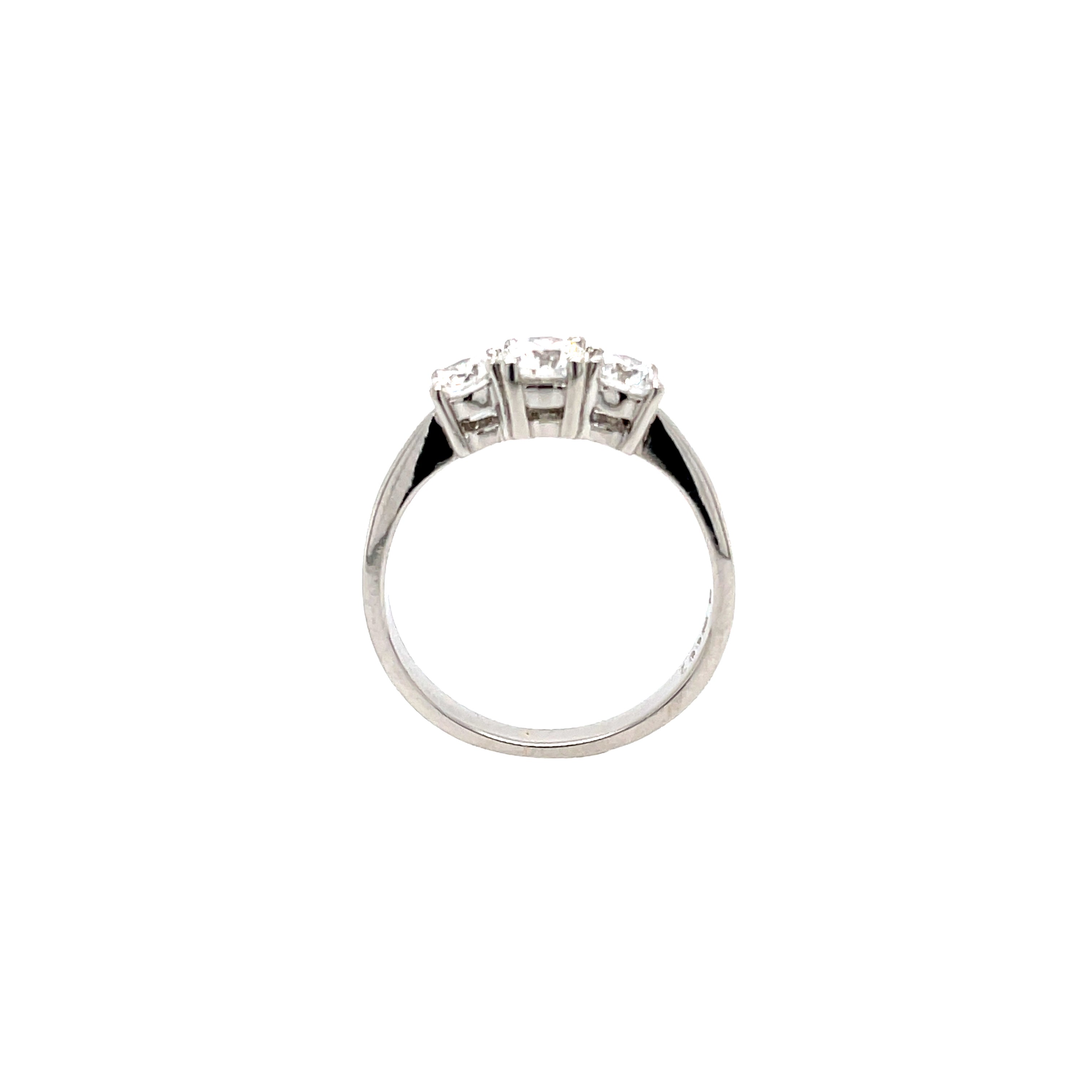 Platinum 0.75ct Round Brilliant Cut Diamond Three Stone Engagement Ring Certified
