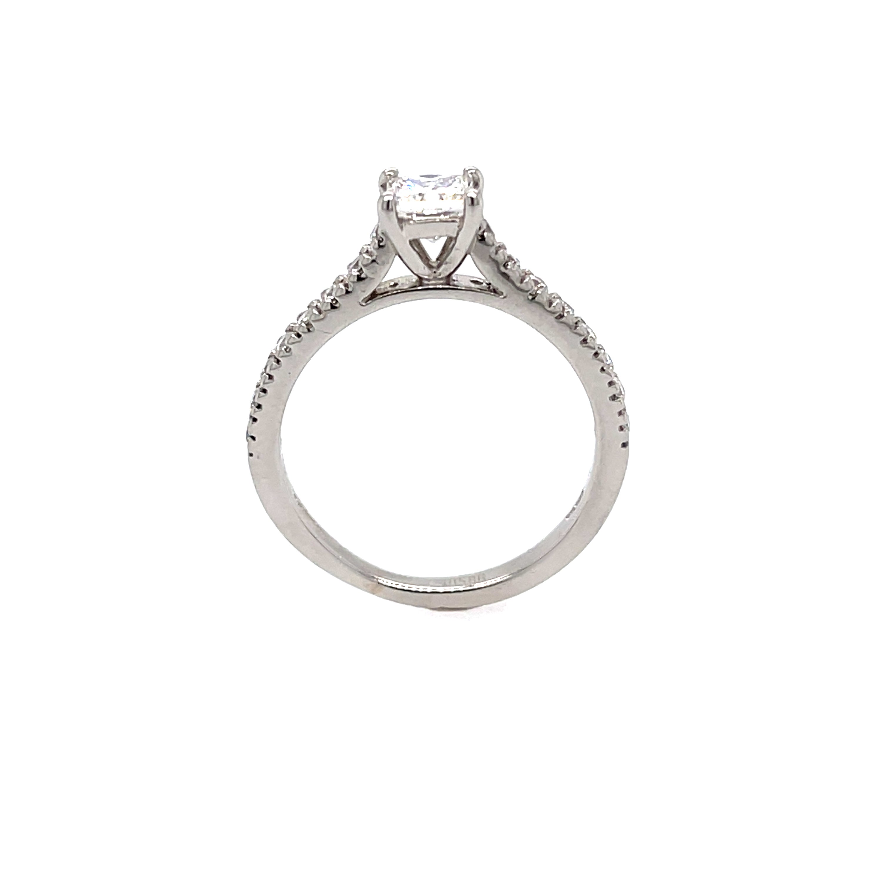 Platinum 0.67ct Princess Cut Diamond Solitaire Engagement Ring Certified D/E VS