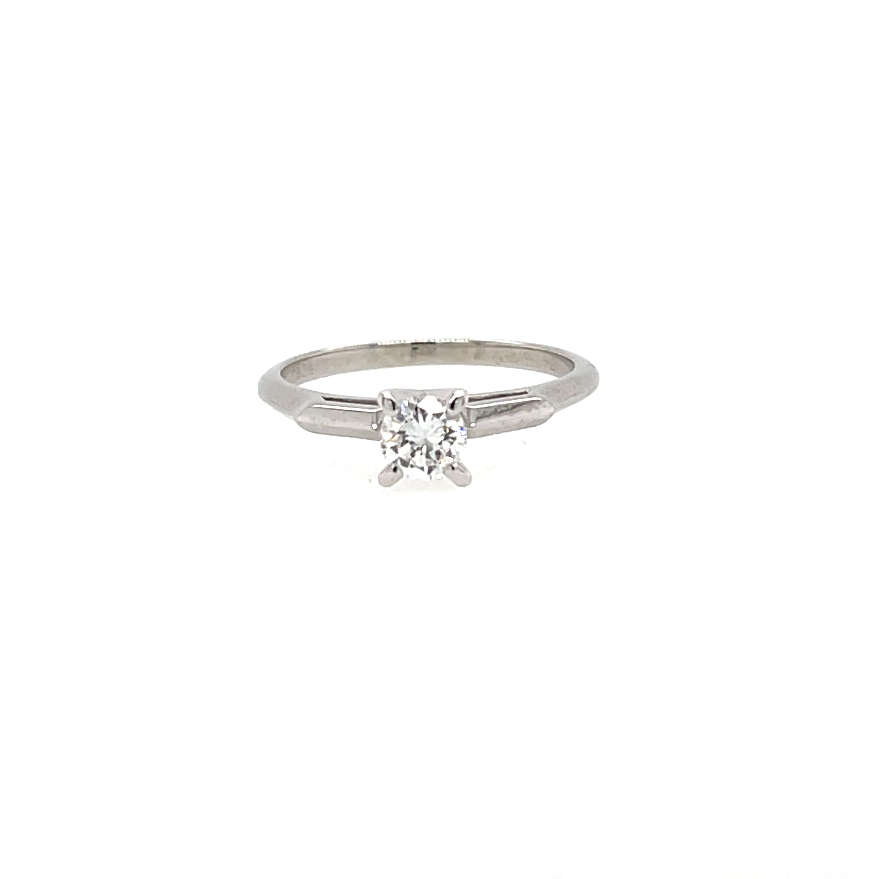 18ct White Gold 0.34ct Round Brilliant Cut Diamond Solitaire Engagement Ring Certified F VVS