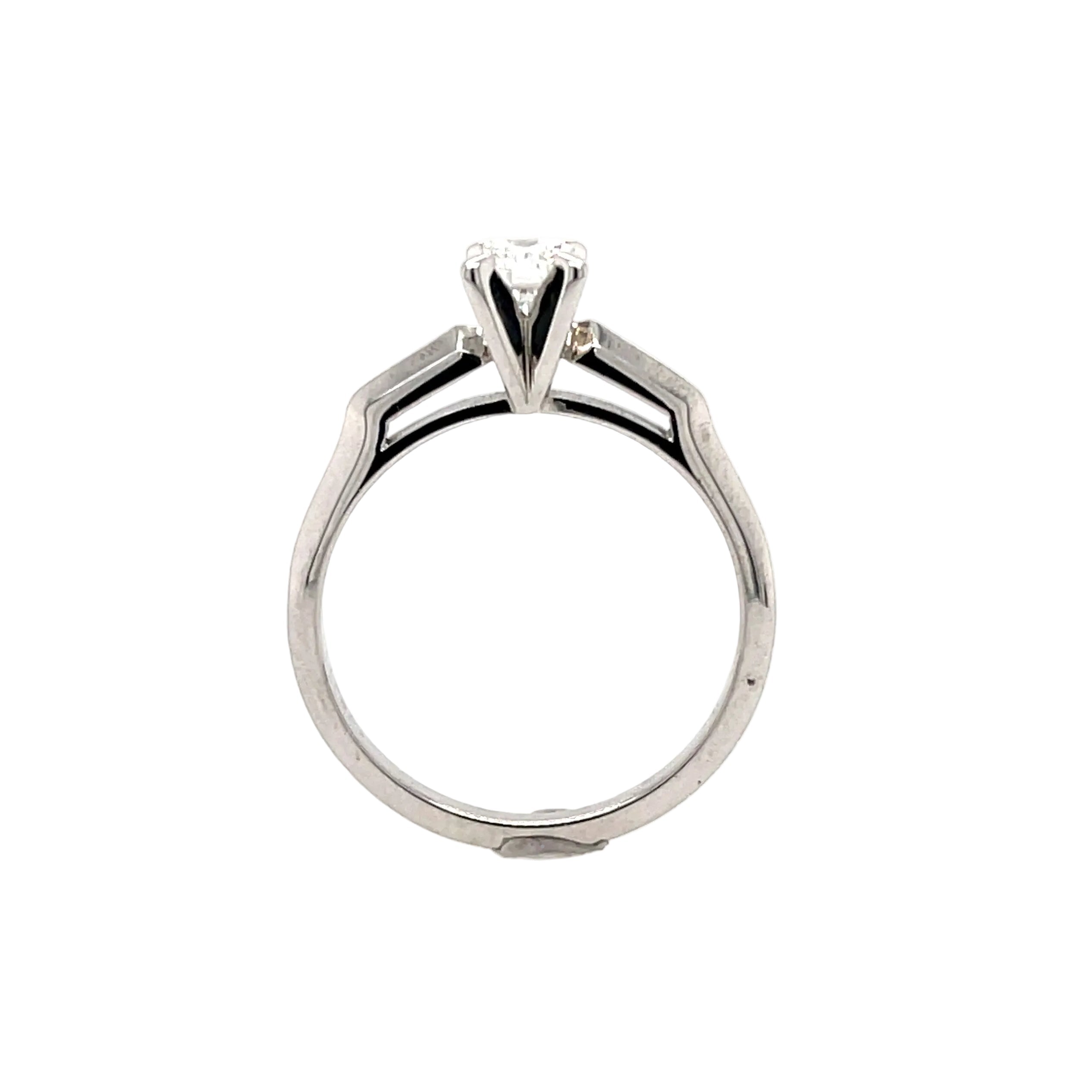 18ct White Gold 0.34ct Round Brilliant Cut Diamond Solitaire Engagement Ring Certified F VVS
