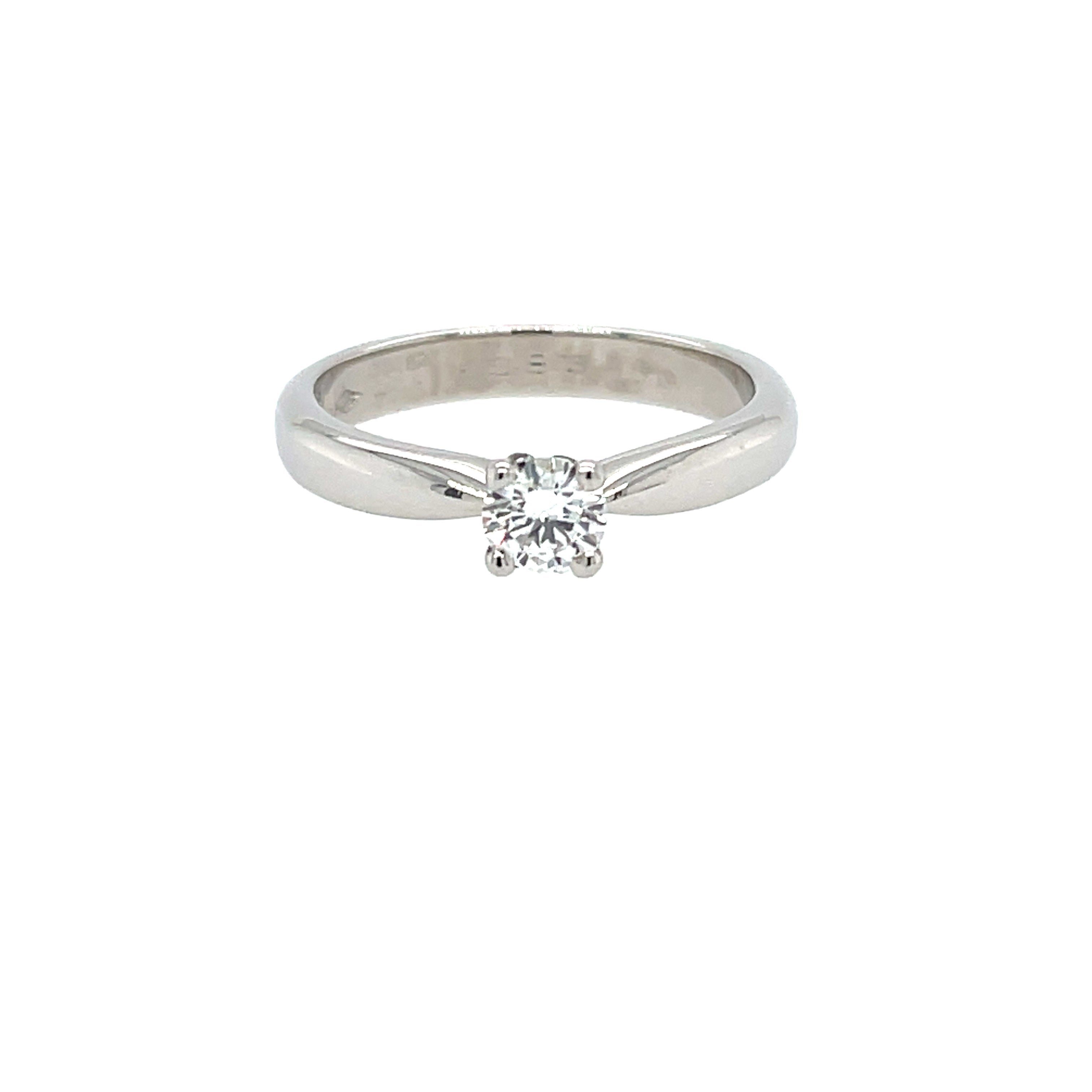 Platinum 0.31ct Round Brilliant Cut Diamond Solitaire Engagement Ring Certified E VS