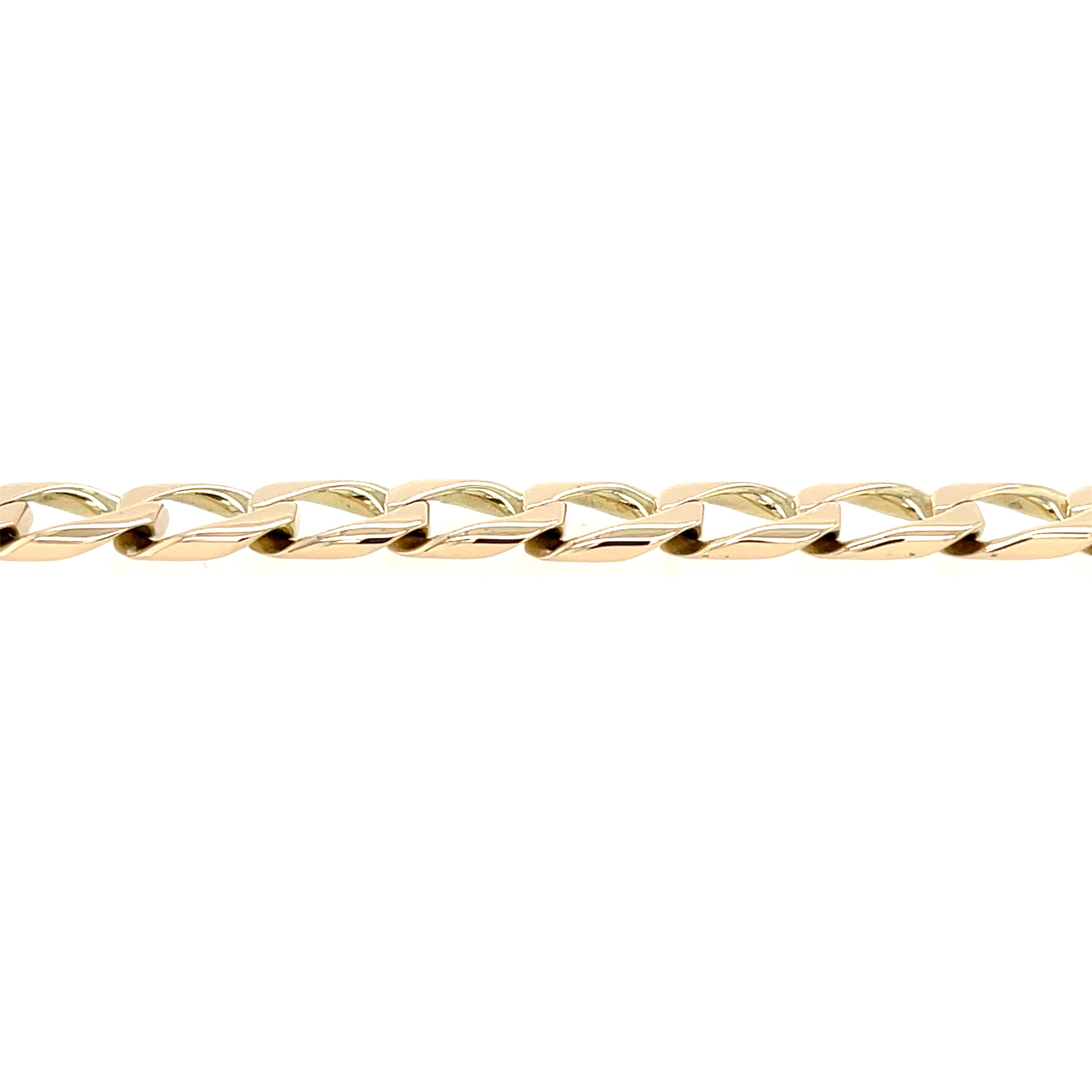 9ct Yellow Gold 9" Square Curb Link Bracelet - 14.05g