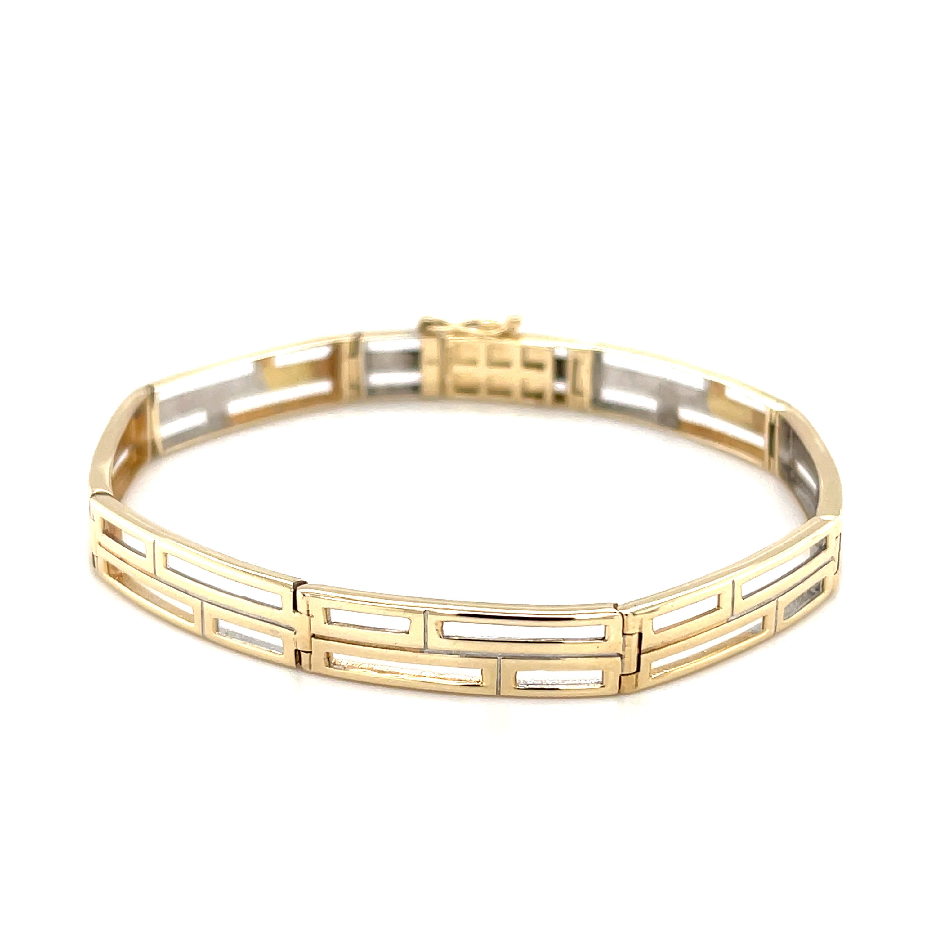 9ct Yellow Gold 7.5 Inch Rectangular Link Ladies Bracelet - 10.39g