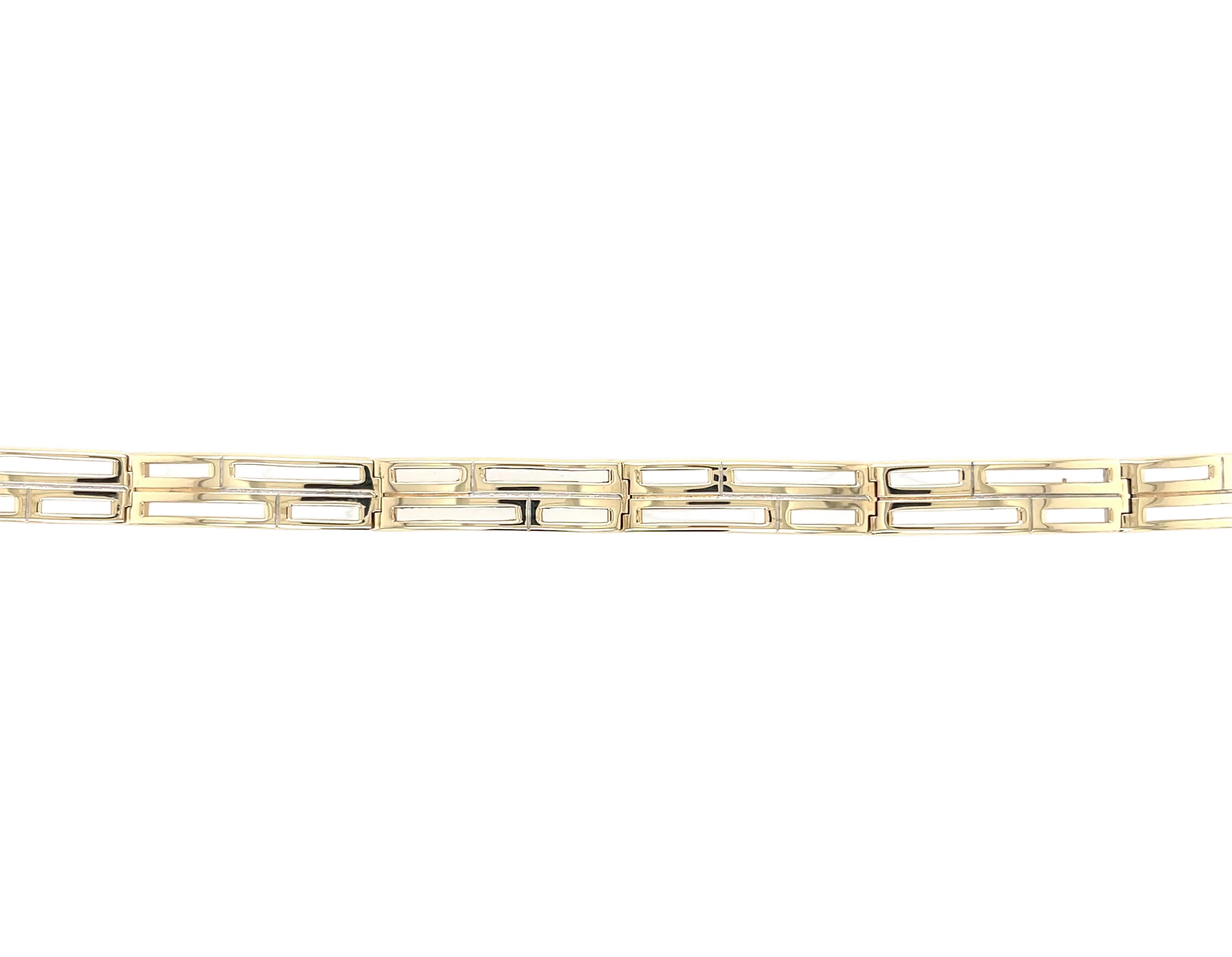 9ct Yellow Gold 7.5"/18.75cm Rectangular Link Bracelet - 10.39g