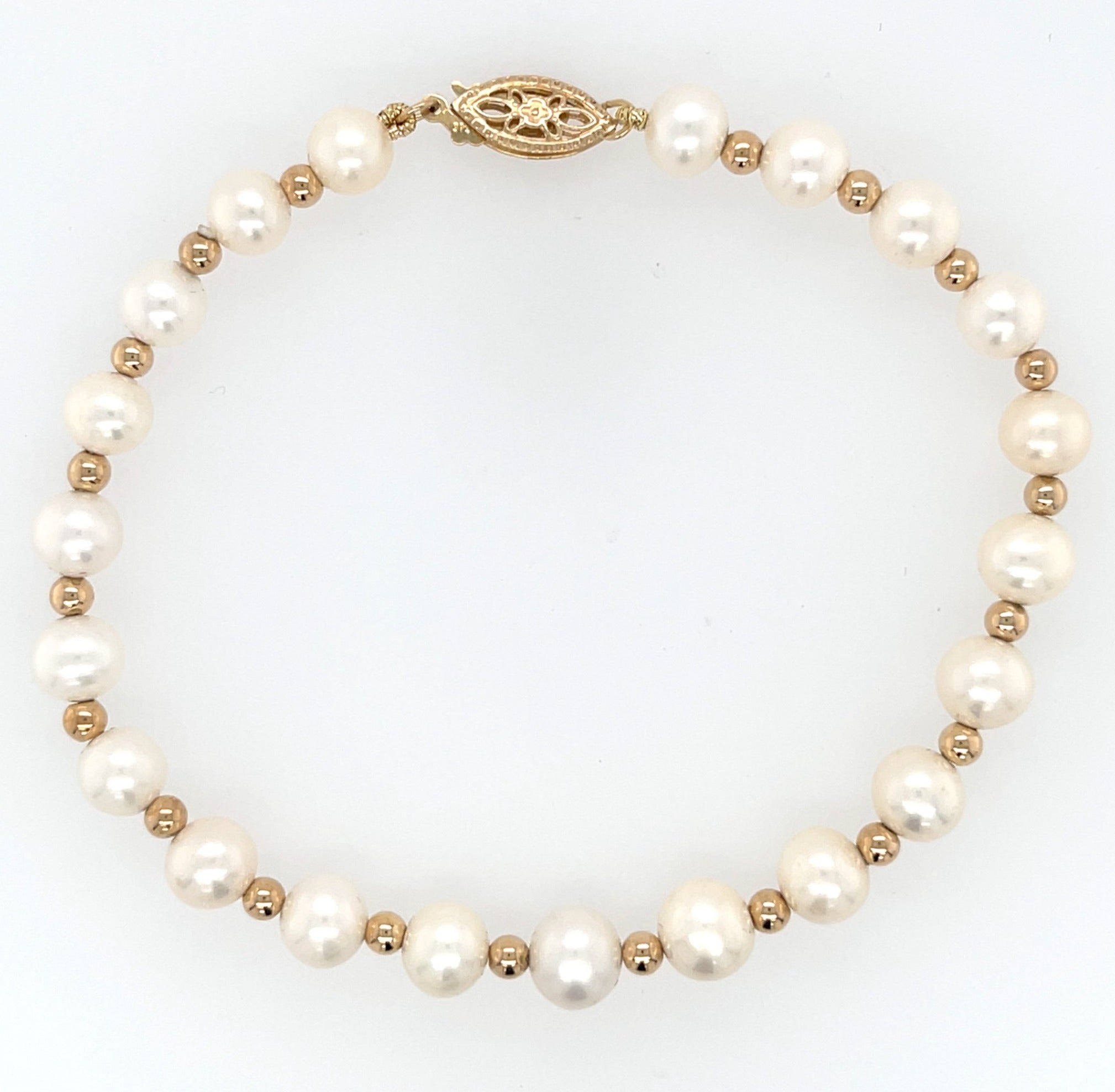 Cultured Pearl & 9ct Yellow Gold 7.5" Bracelet SOLD