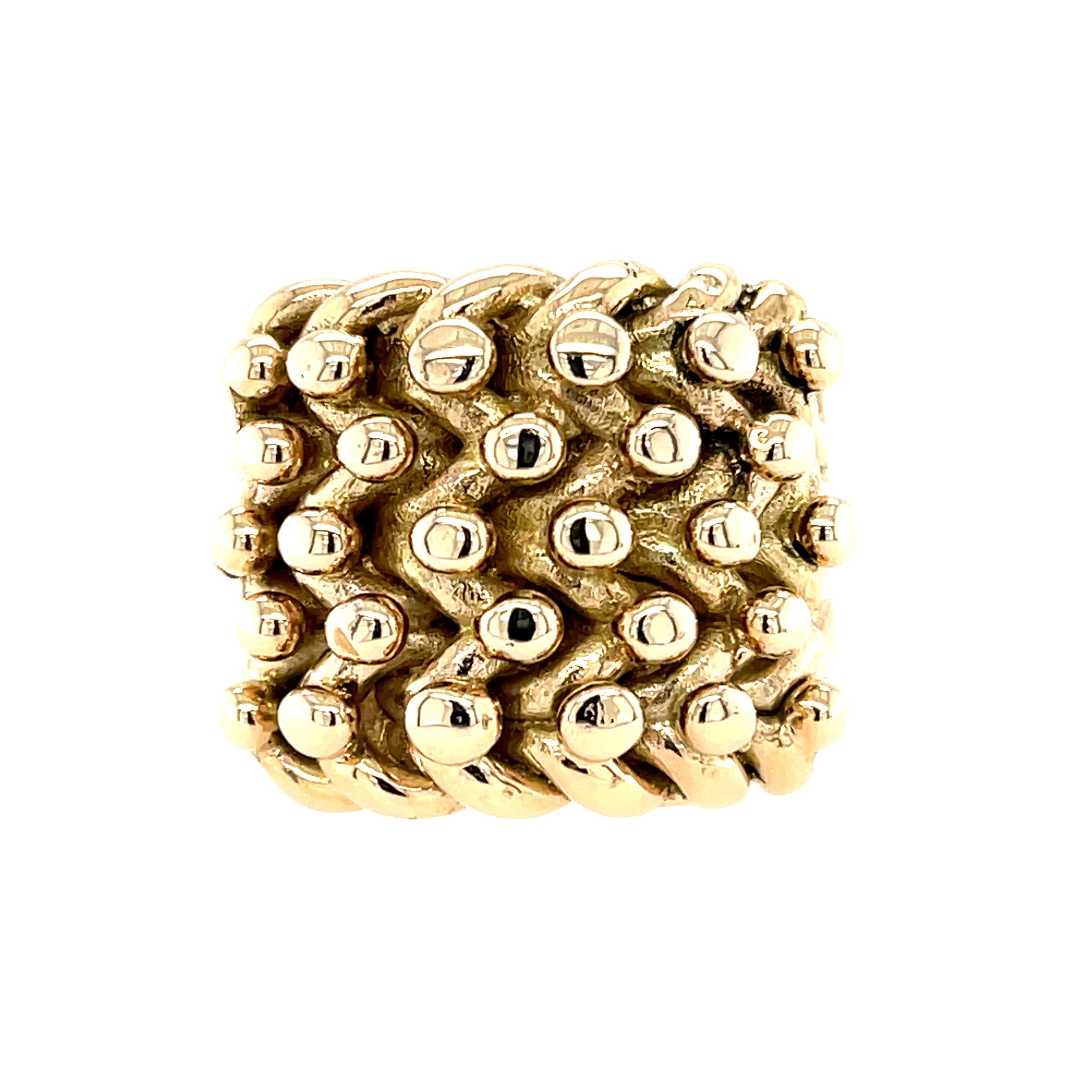 9ct Yellow Gold 5 Row Heavy Keeper Ring - 43.94g SOLD