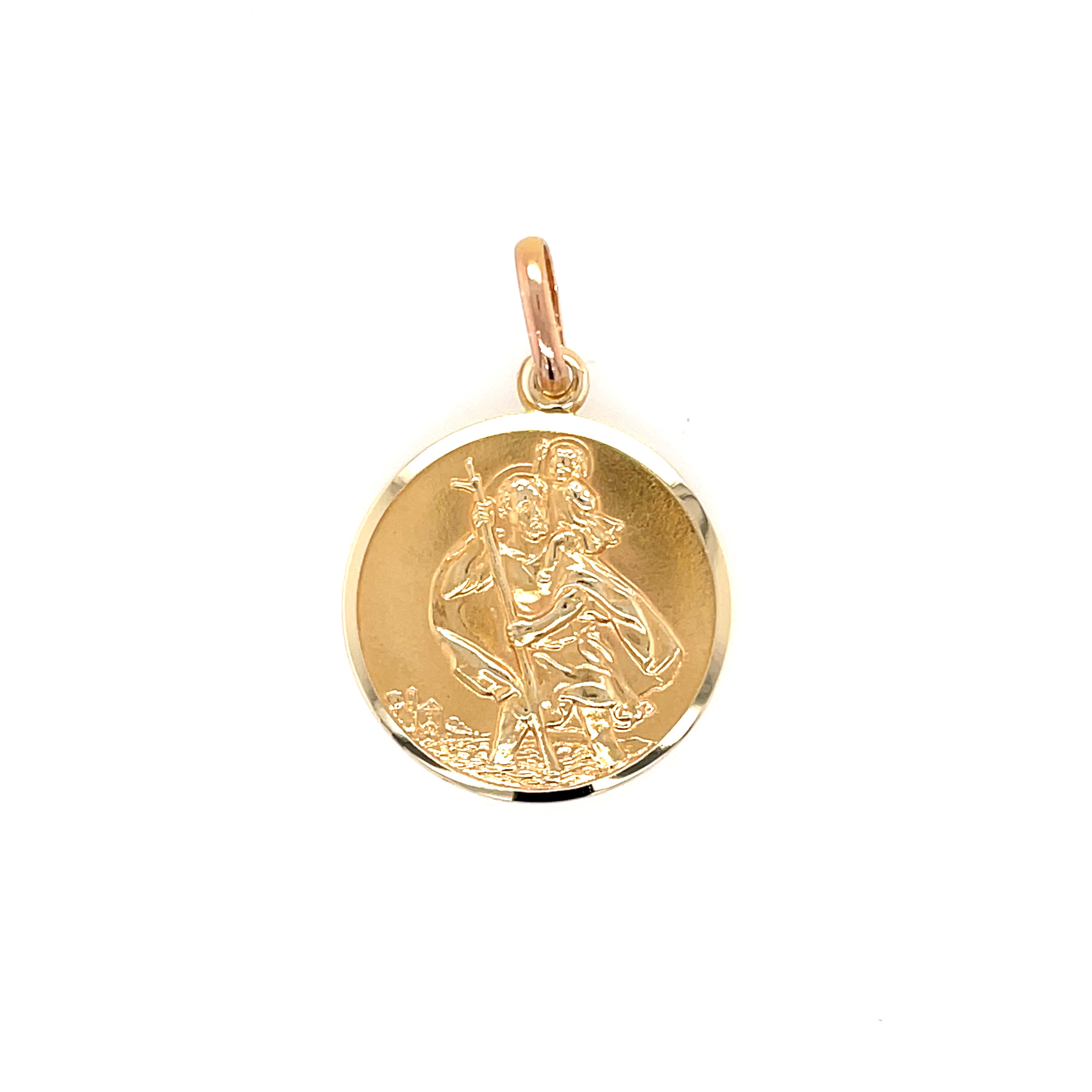 9ct Yellow Gold Round St Christopher Pendant - 5.10g SOLD