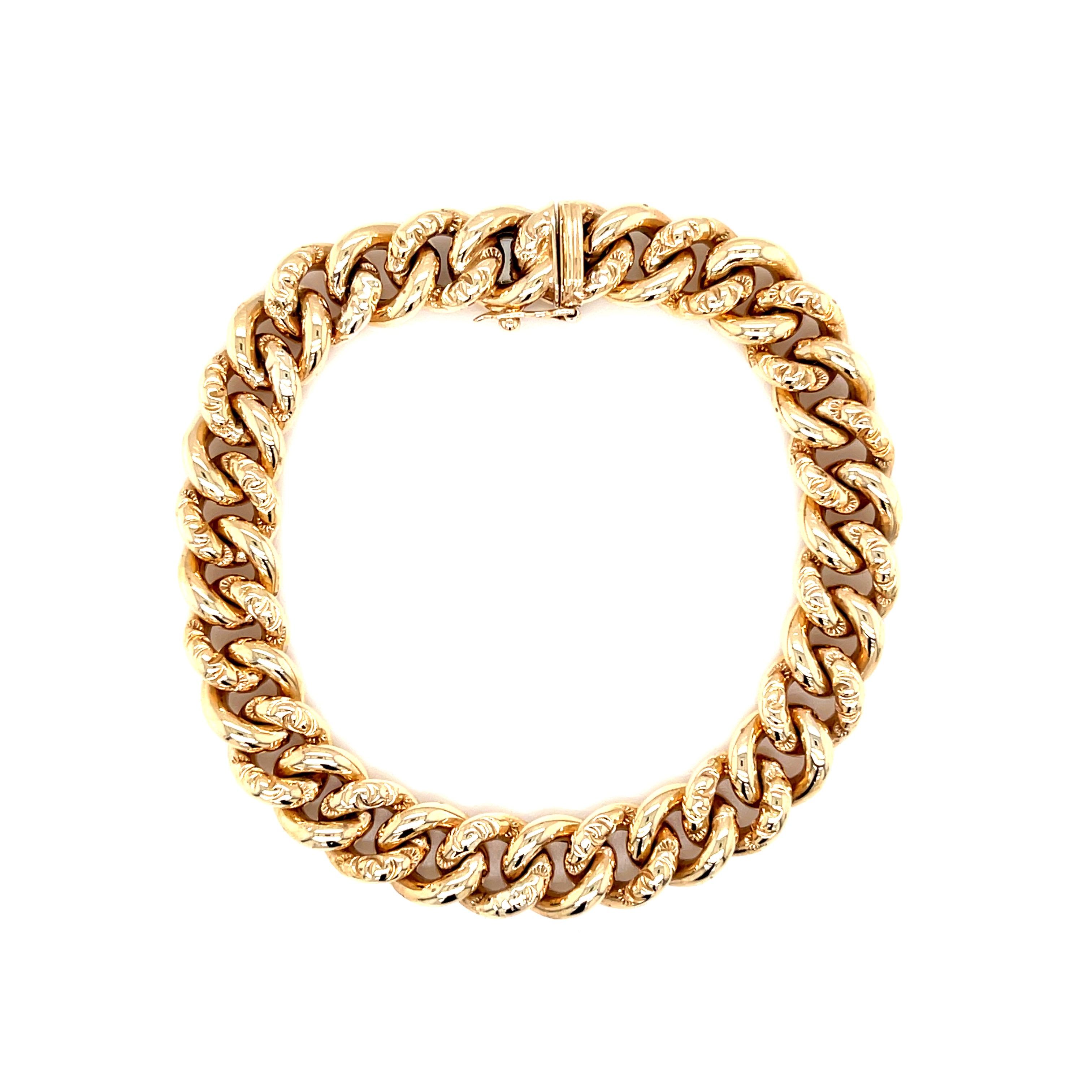 9ct Yellow Gold 7" Hollow Fancy Link Curb Bracelet - 13.00g SOLD