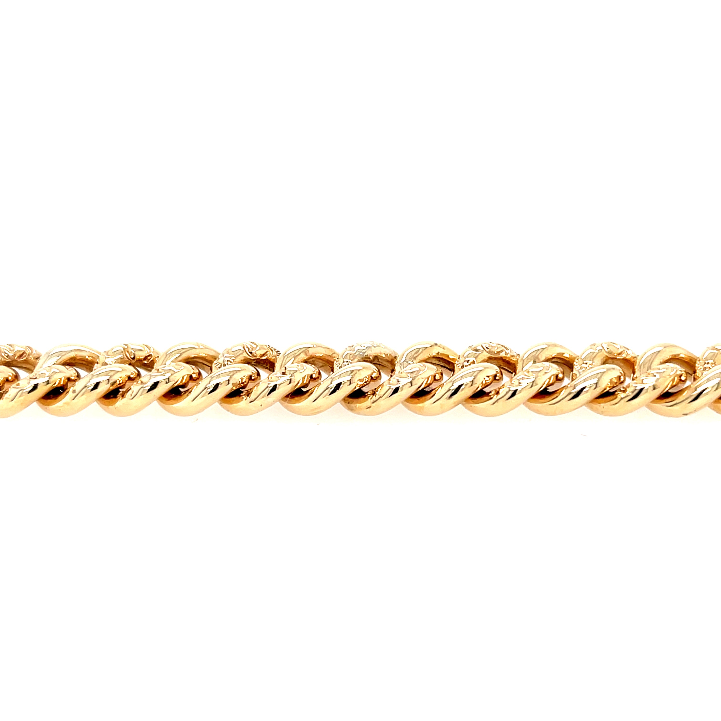 9ct Yellow Gold 7" Hollow Fancy Link Curb Bracelet - 13.00g SOLD