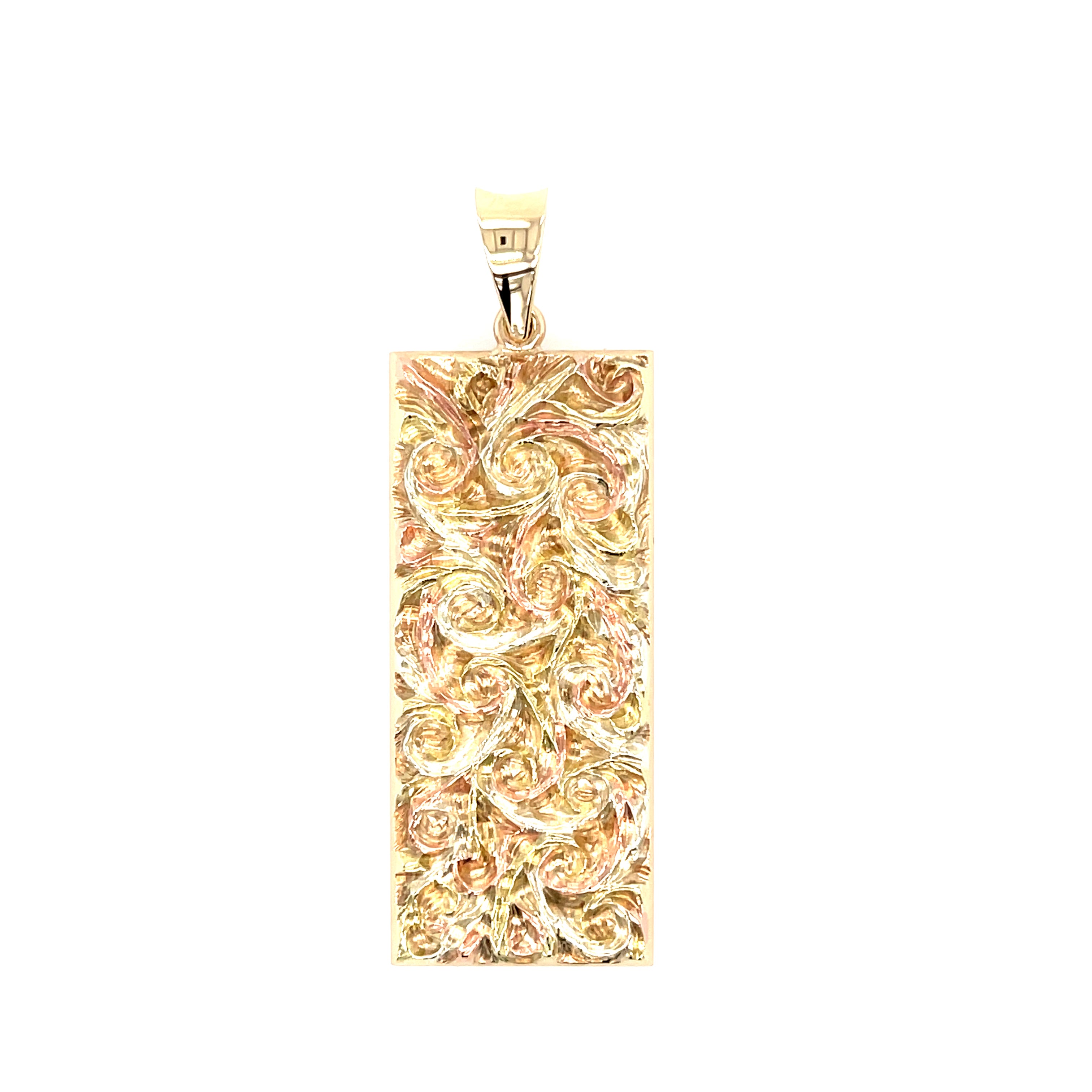 9ct Yellow White & Rose Gold Vintage Fancy Ingot Pendant 1978 - 20.80g SOLD
