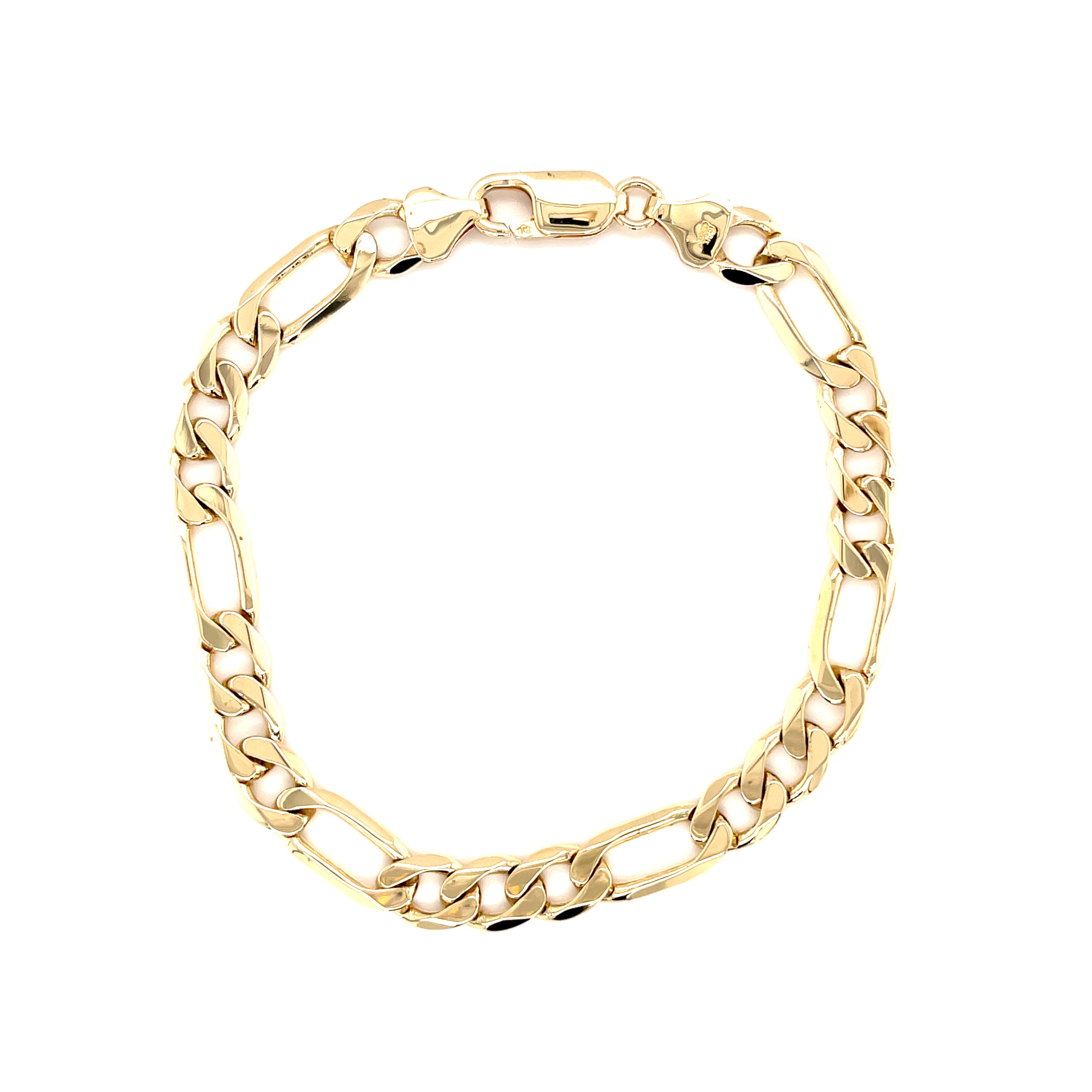 9ct Yellow Gold 8.5 Inch Figaro Link Bracelet - 16.00g SOLD