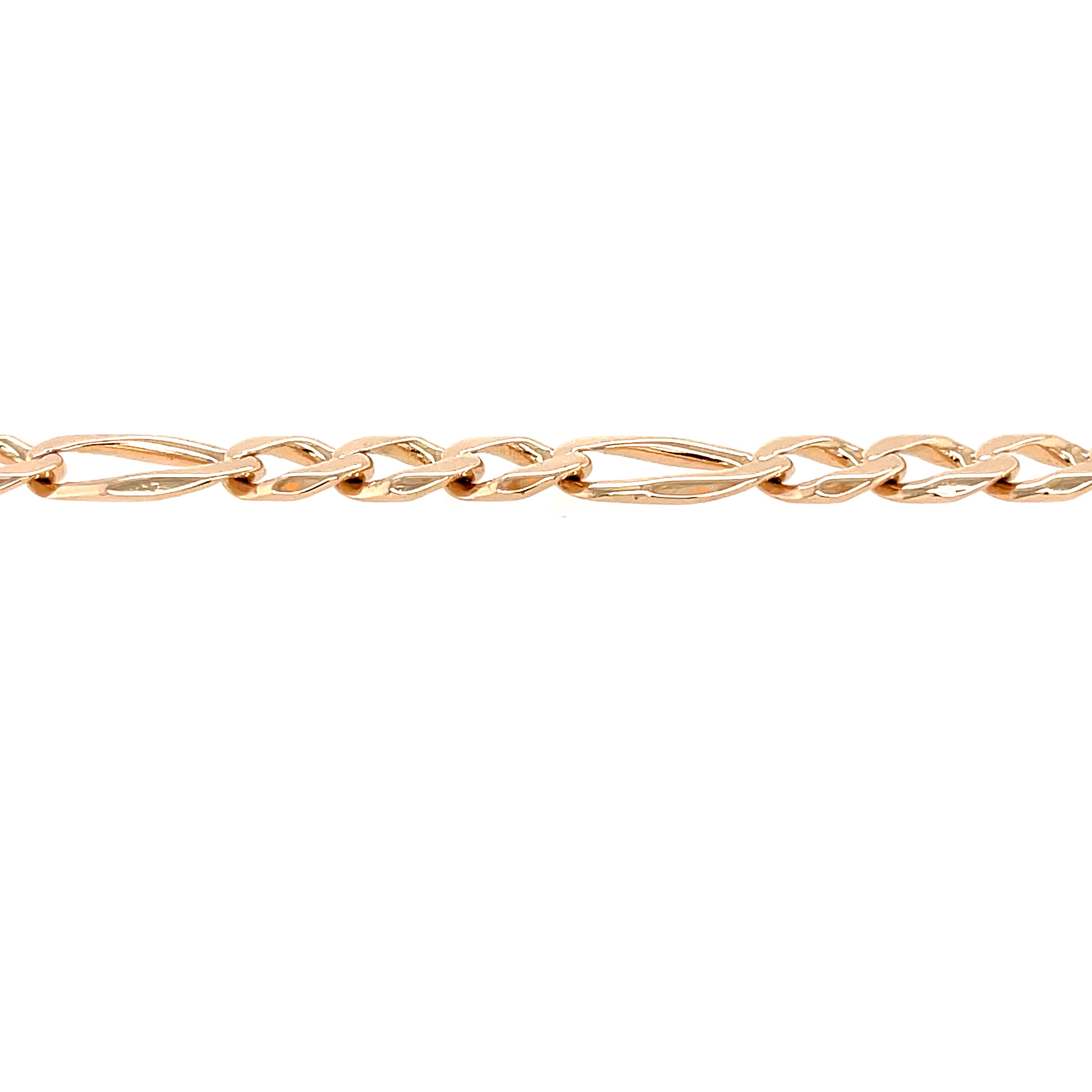 9ct Yellow Gold 9.5 Inch Figaro Link Bracelet - 12.30g