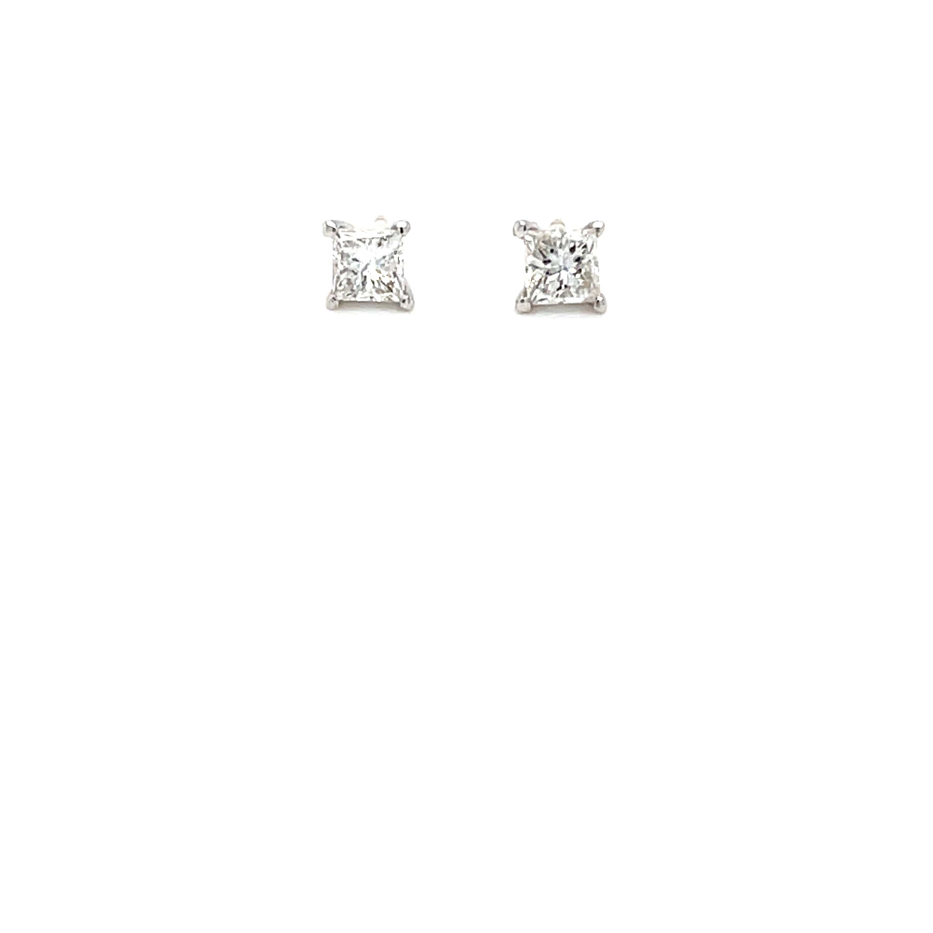 0.30ct Princess Cut Diamond Solitaire Stud Earrings 9ct White Gold