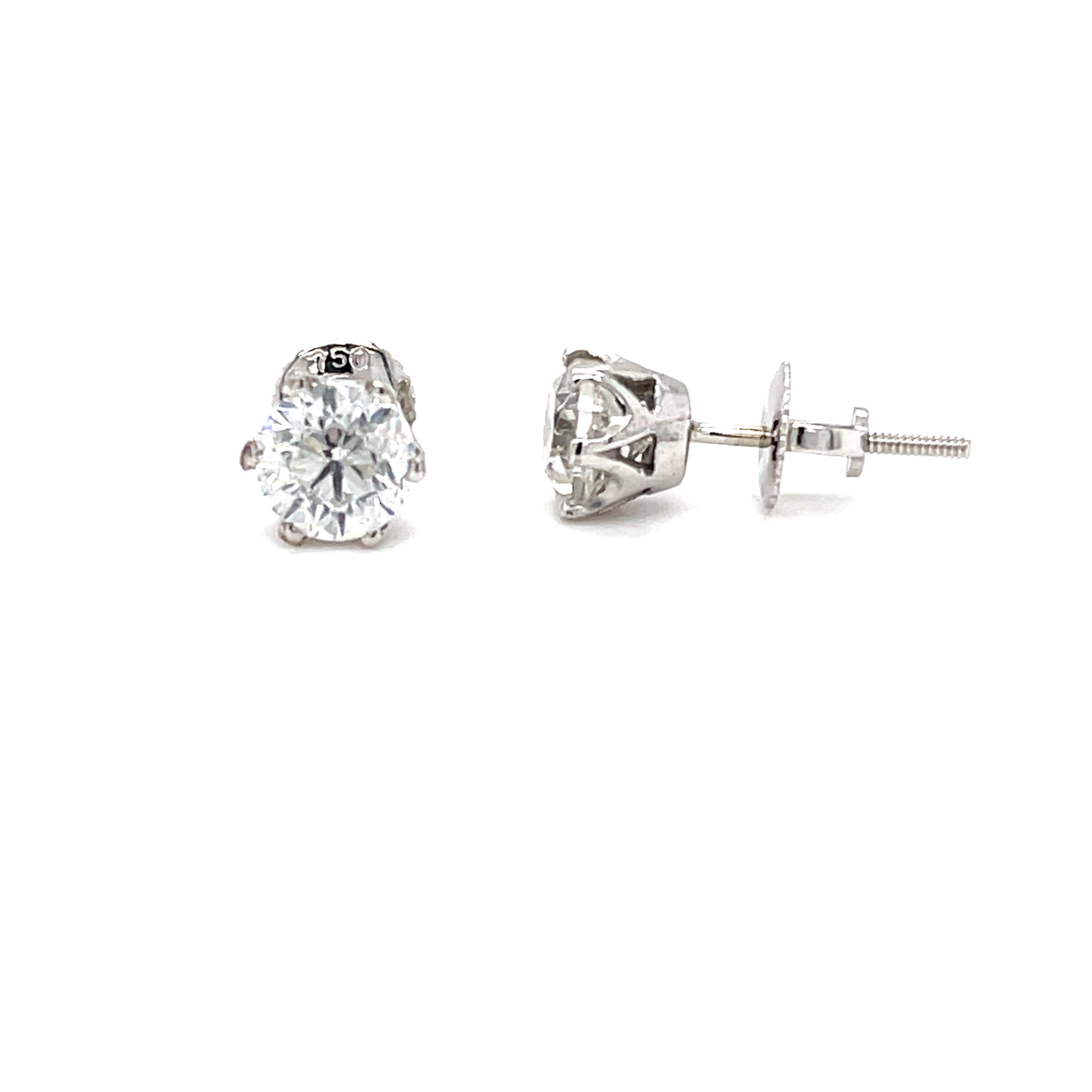 1.50ct Round Brilliant Cut Diamond Solitaire Stud Earrings 18ct White Gold SOLD