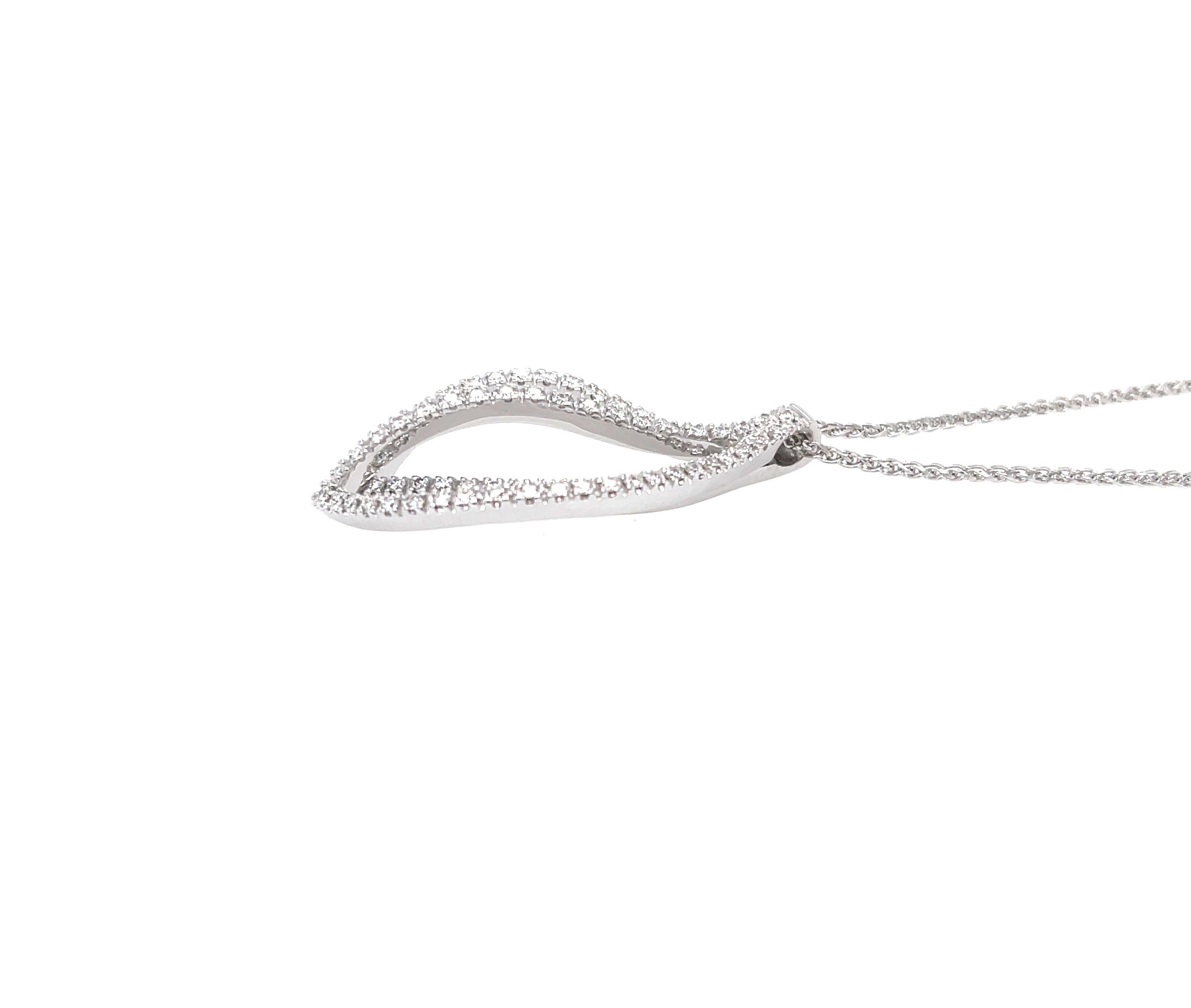 Recarlo 18ct White Gold 0.50ct Diamond Double Leaf Pendant & 16" Chain