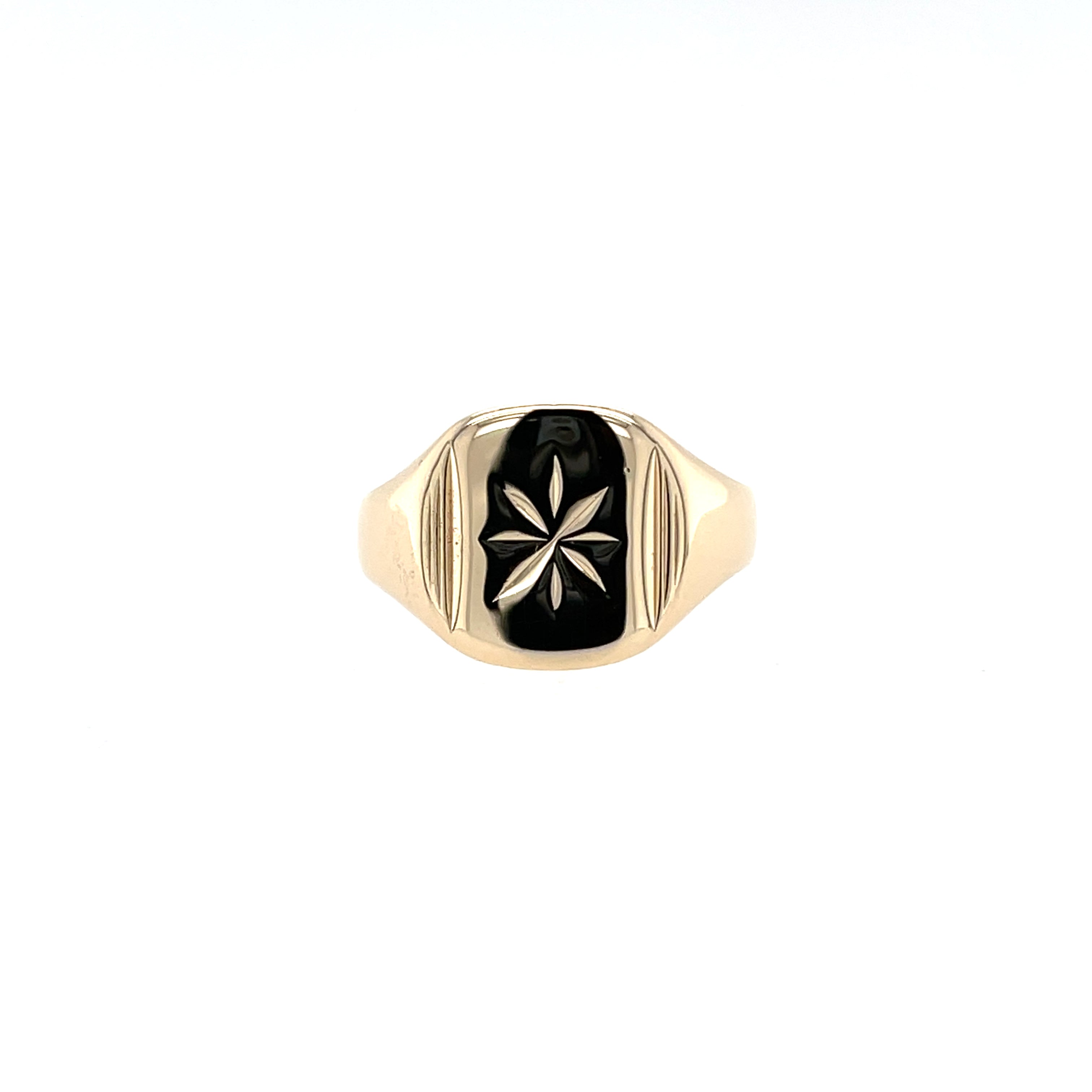 9ct Yellow Gold Cushion Shaped Signet Ring London 1989 - Size Q SOLD