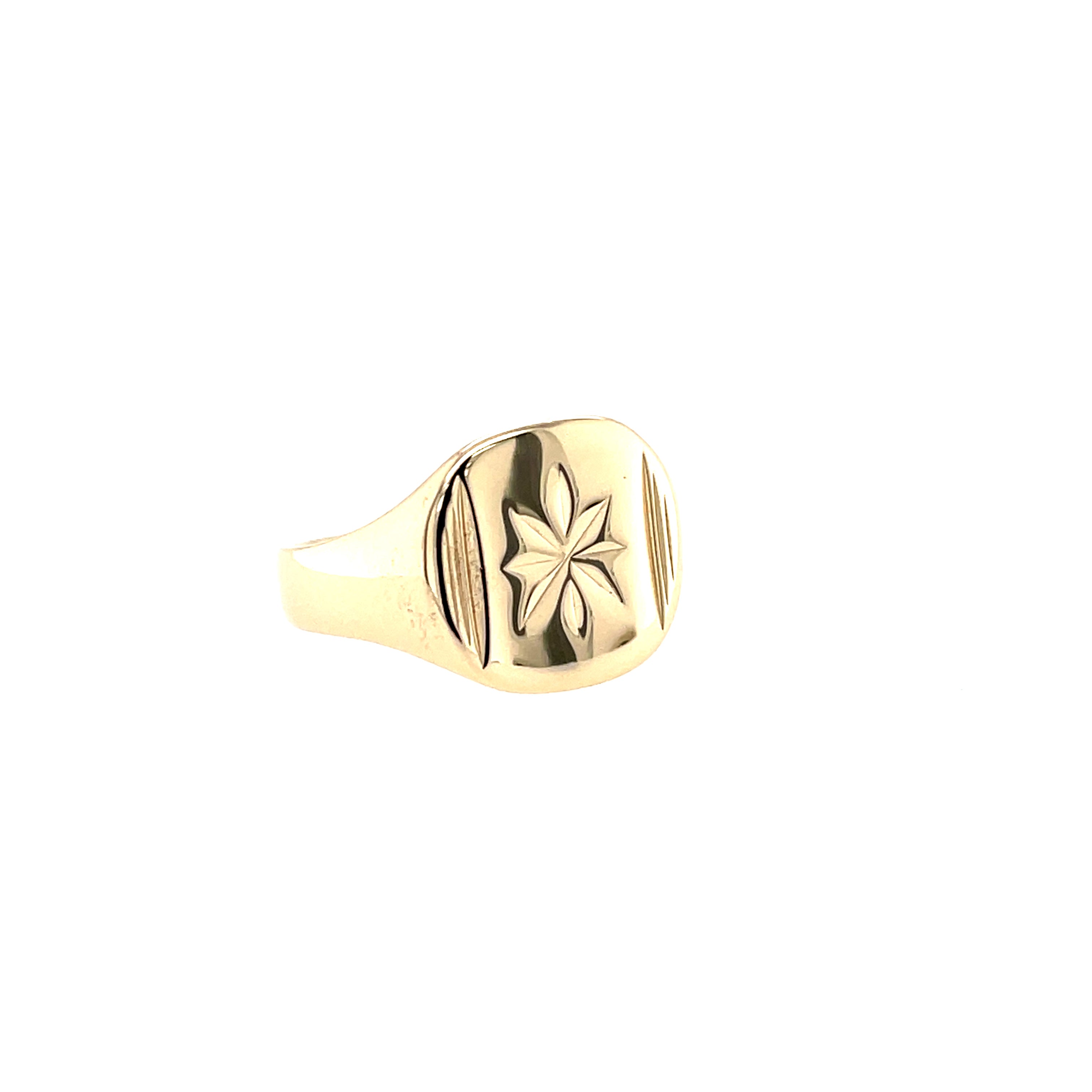 9ct Yellow Gold Cushion Shaped Signet Ring London 1989 - Size Q SOLD