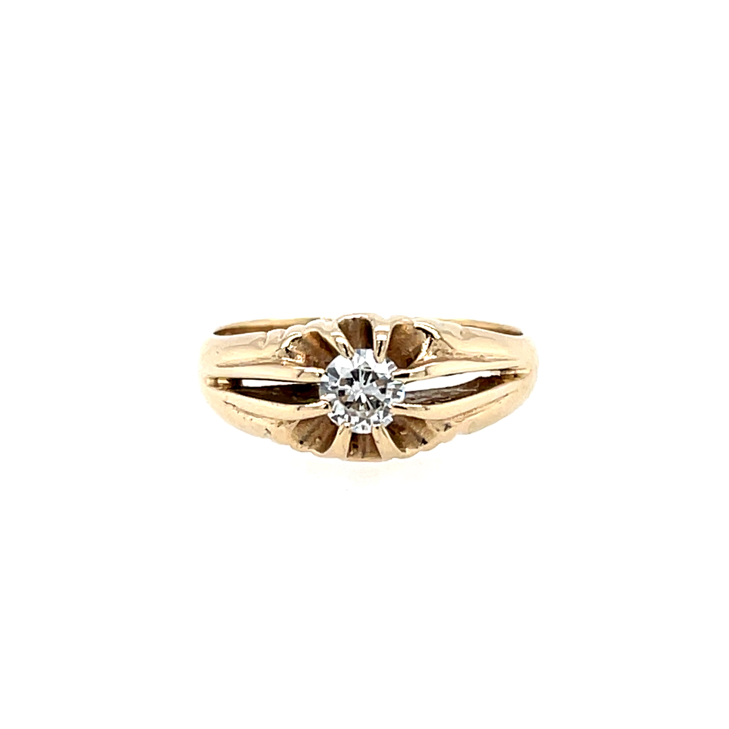 9ct Yellow Gold 0.33ct Diamond Gypsy Ring London 1984