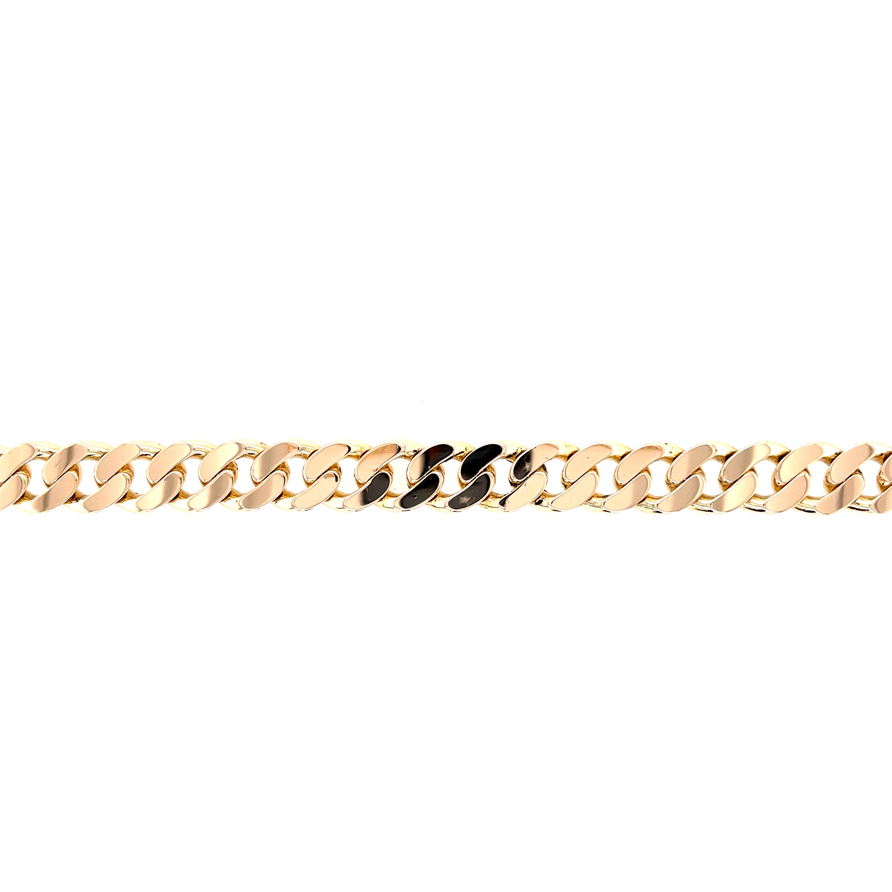 9ct Yellow Gold 8 Inch Flat Curb Link Bracelet - 29.66g