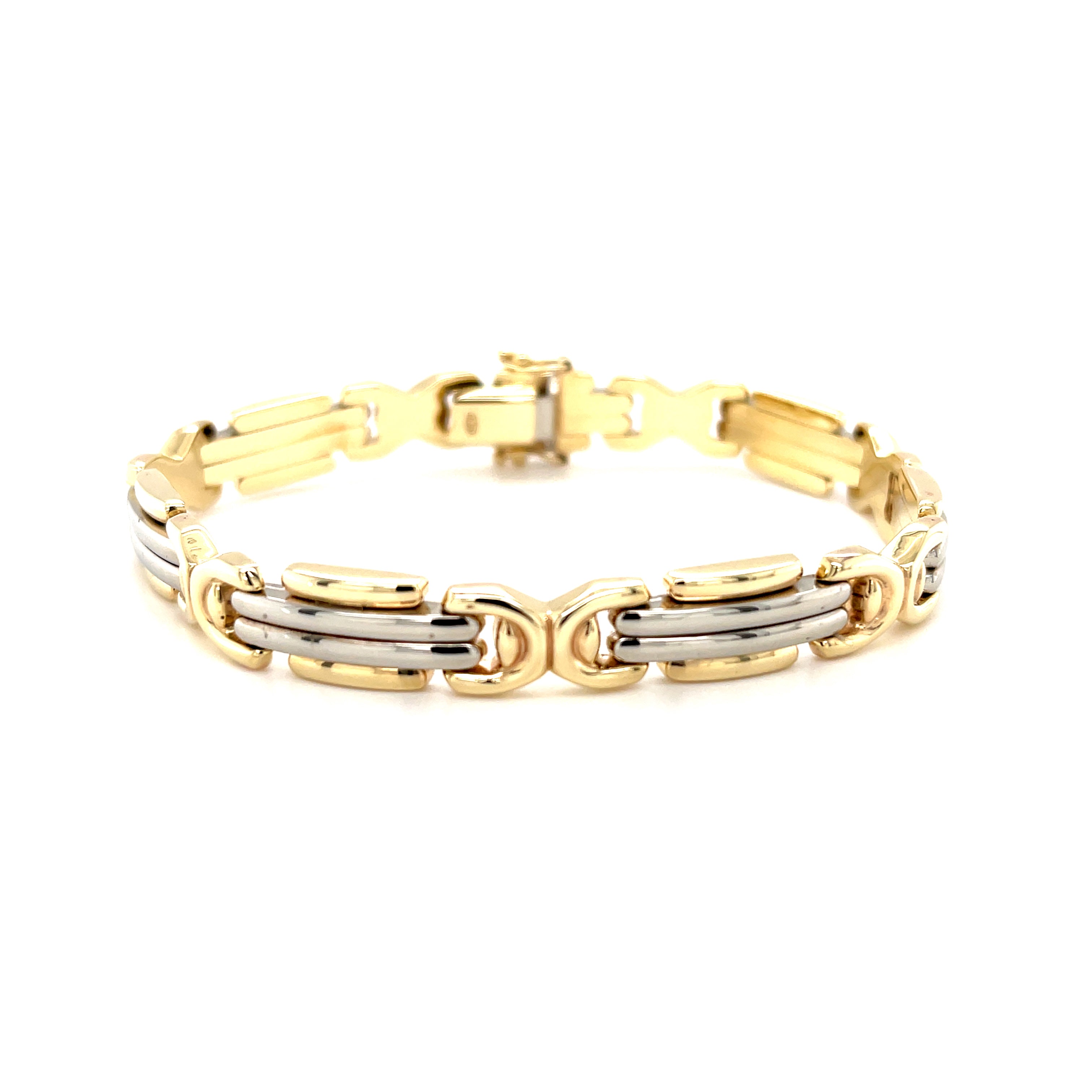 9ct Yellow & White Gold 7.5" Fancy Ladies Bracelet - 16.90g SOLD