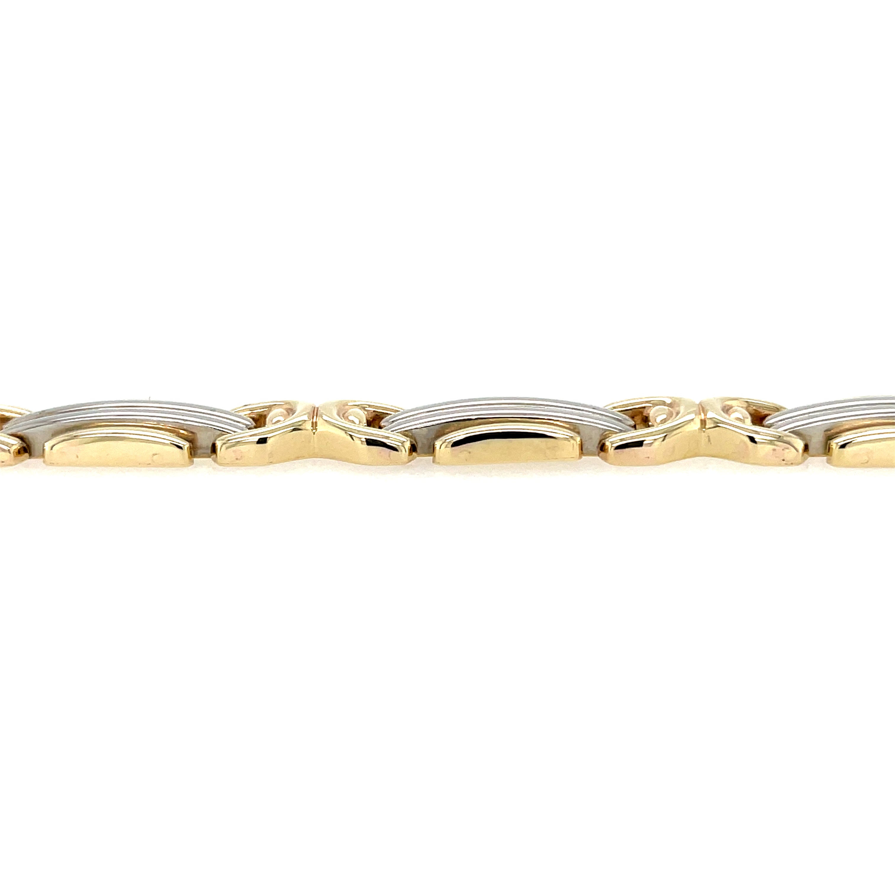 9ct Yellow & White Gold 7.5" Fancy Ladies Bracelet - 16.90g SOLD