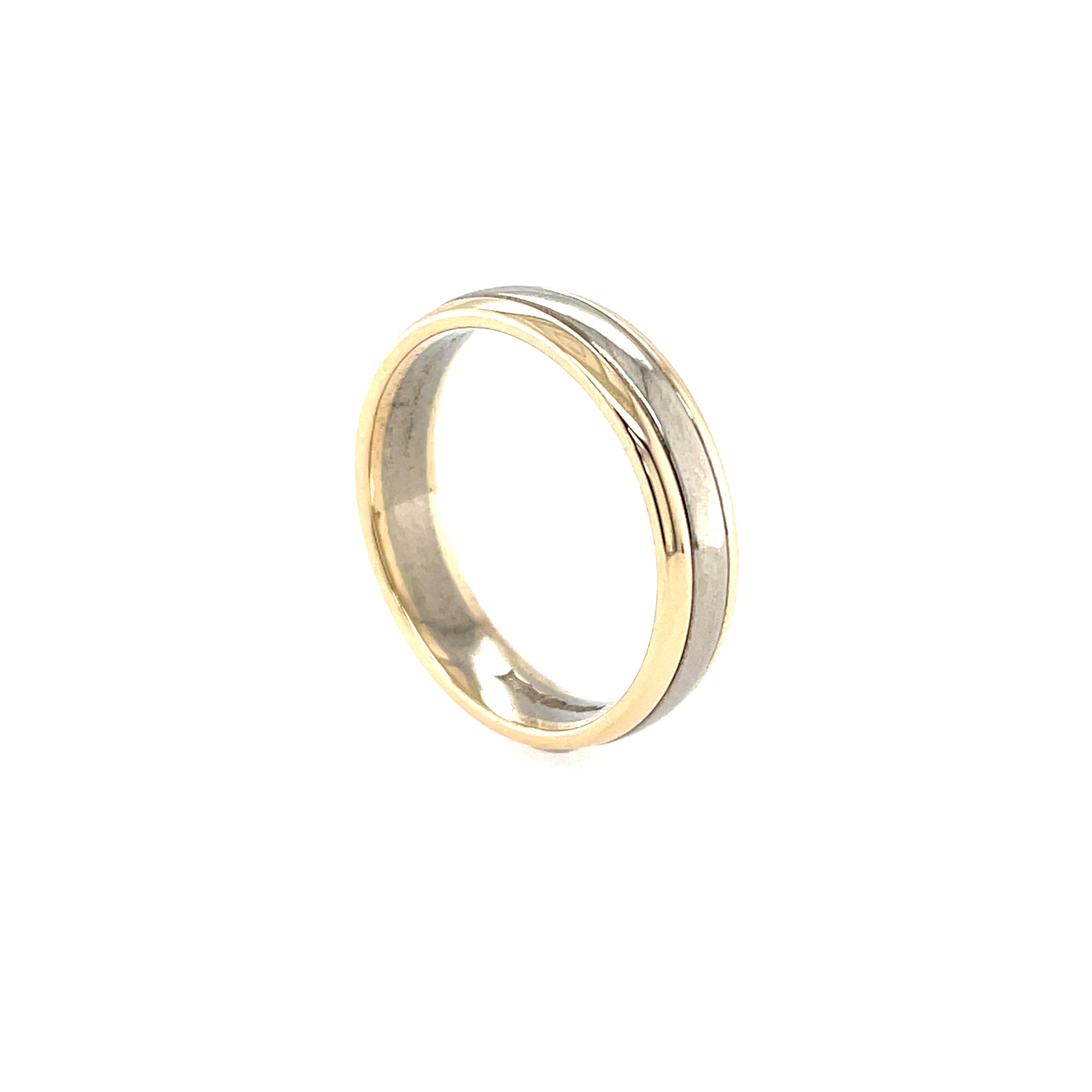 Berker Bros 9ct Yellow & White Gold 4mm D Shaped Wedding Band SOLD