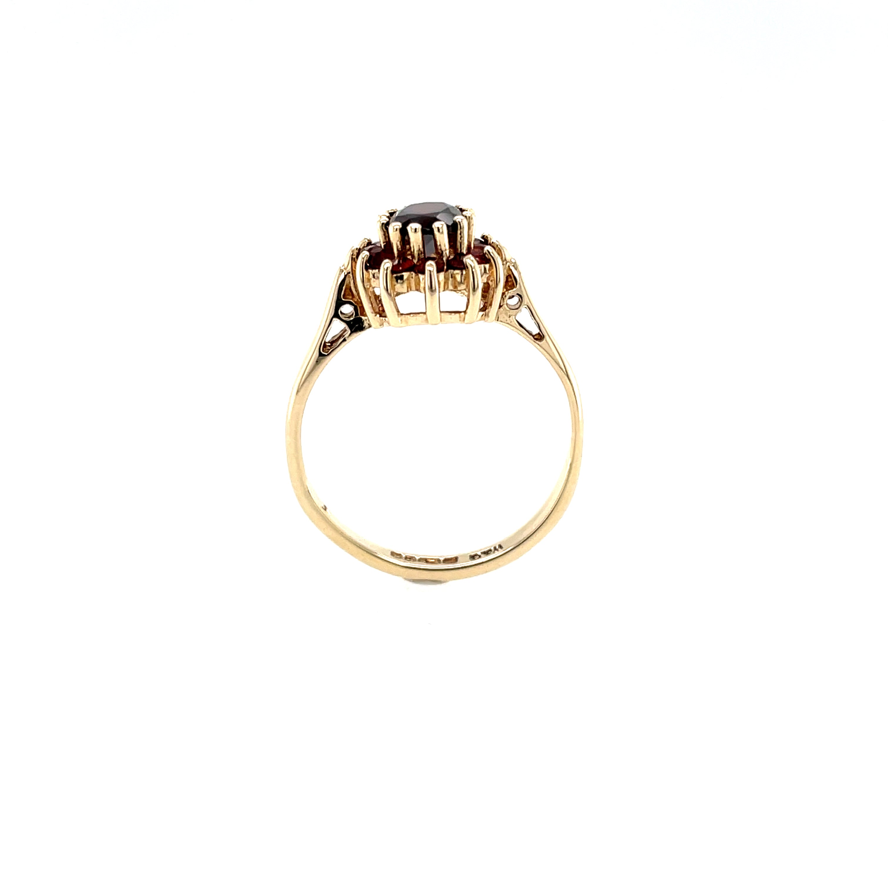 9ct Yellow Gold Vintage Garnet Cluster Dress Ring SOLD