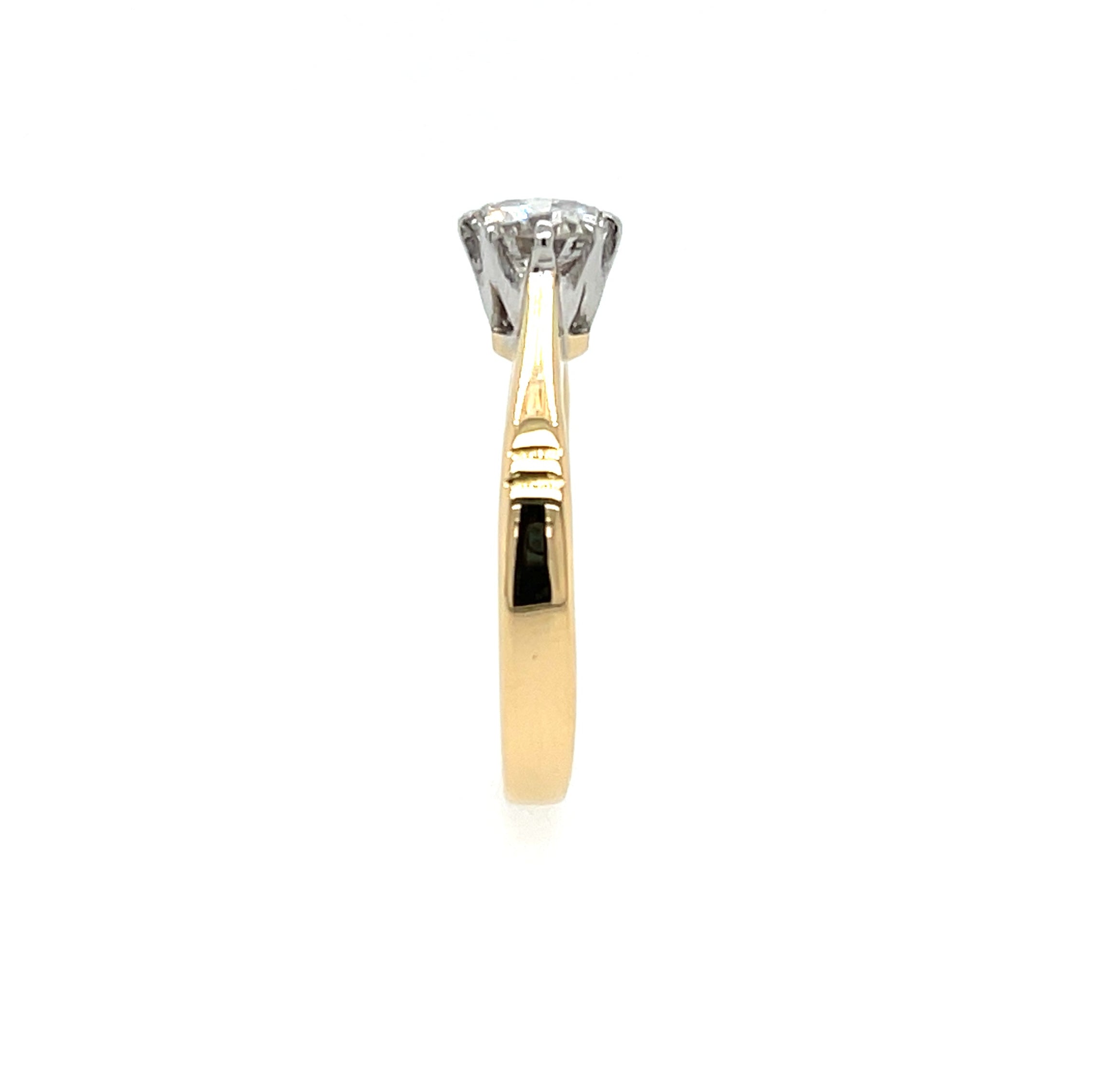 18ct Yellow Gold 0.50ct Round Cut Diamond Solitaire Engagement Ring