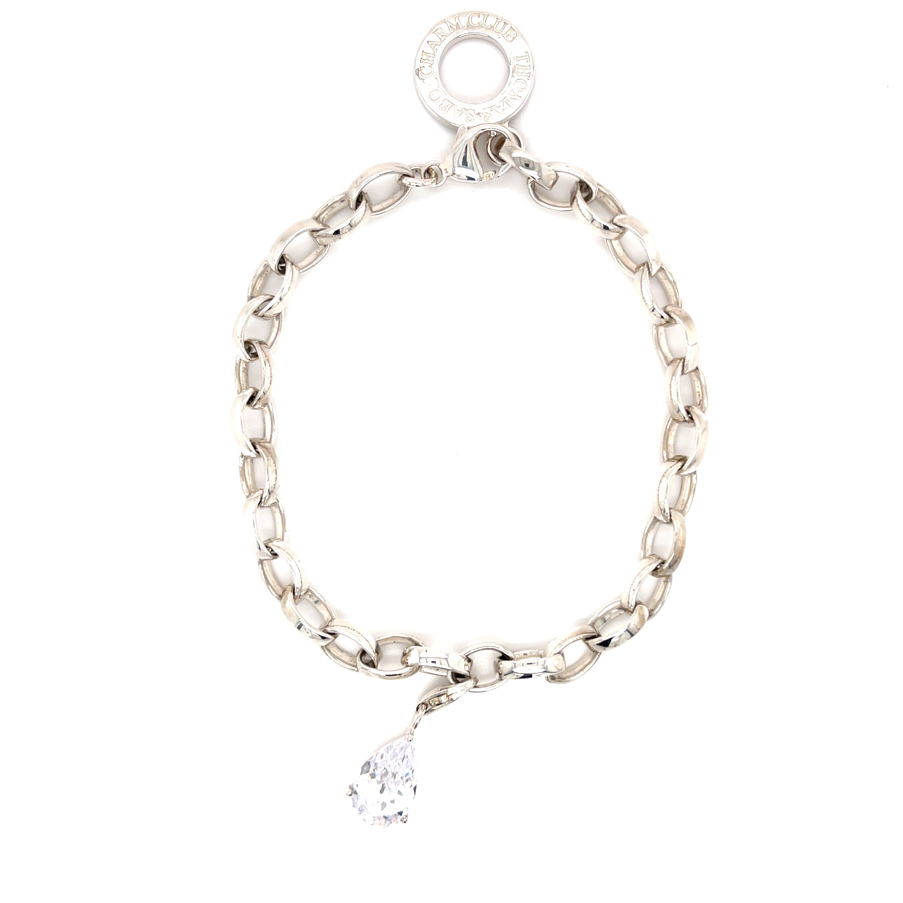 THOMASD SABO Sterling Silver Charm Club Classic 8" Charm Bracelet & Peardrop Charm SOLD