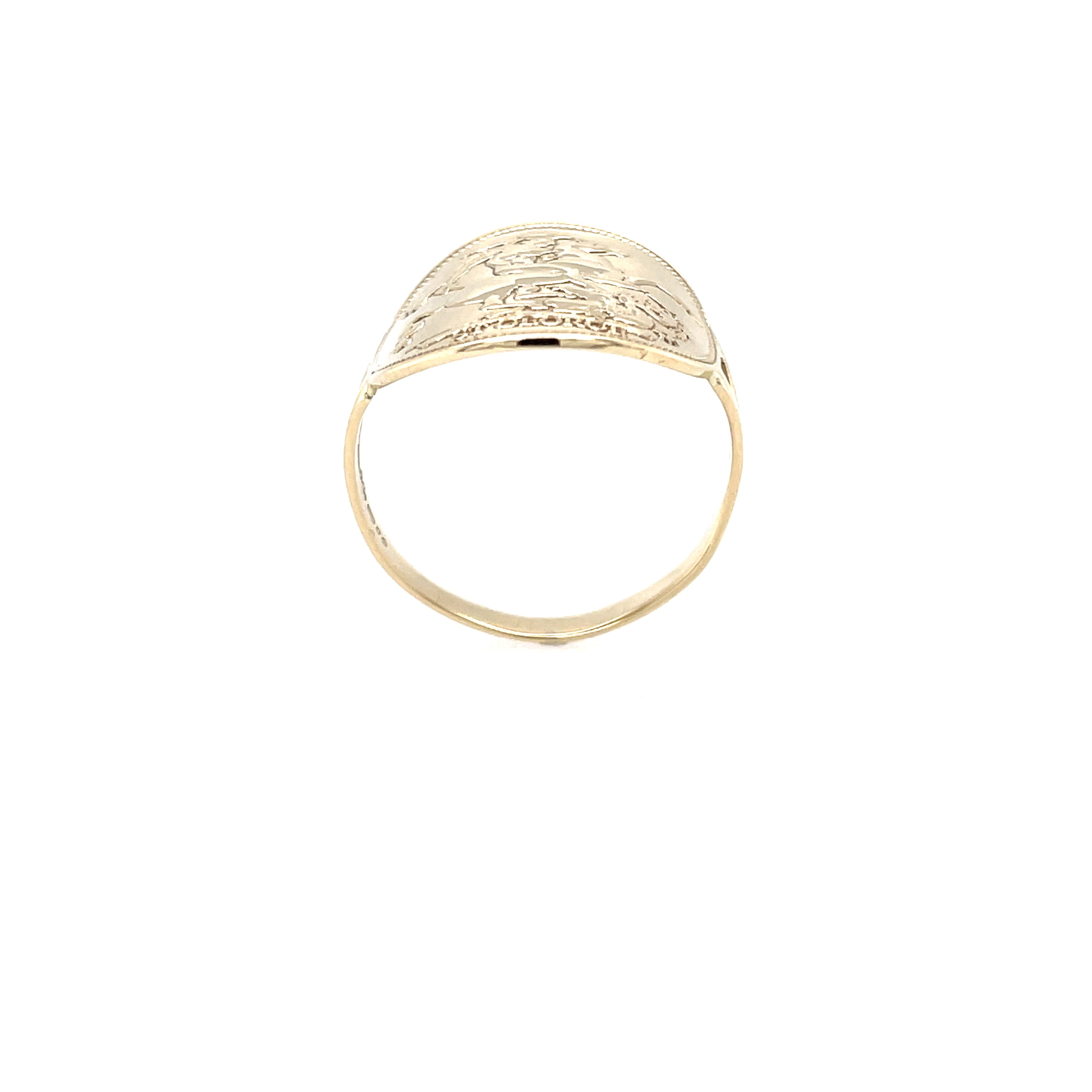 9ct Yellow Gold Bent St George Coin Ring Size T SOLD