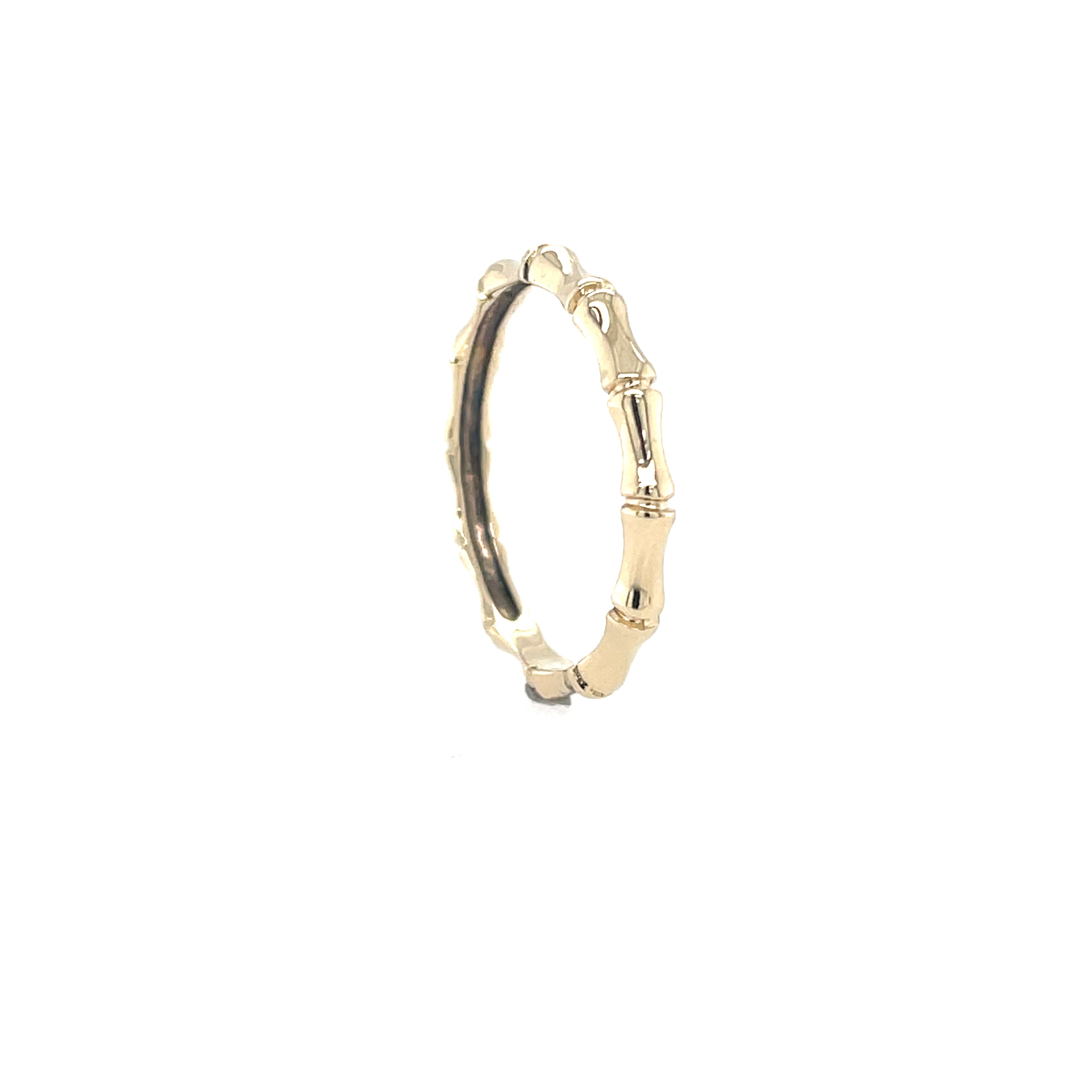 9ct Yellow Gold Bamboo Band Ring Size P SOLD