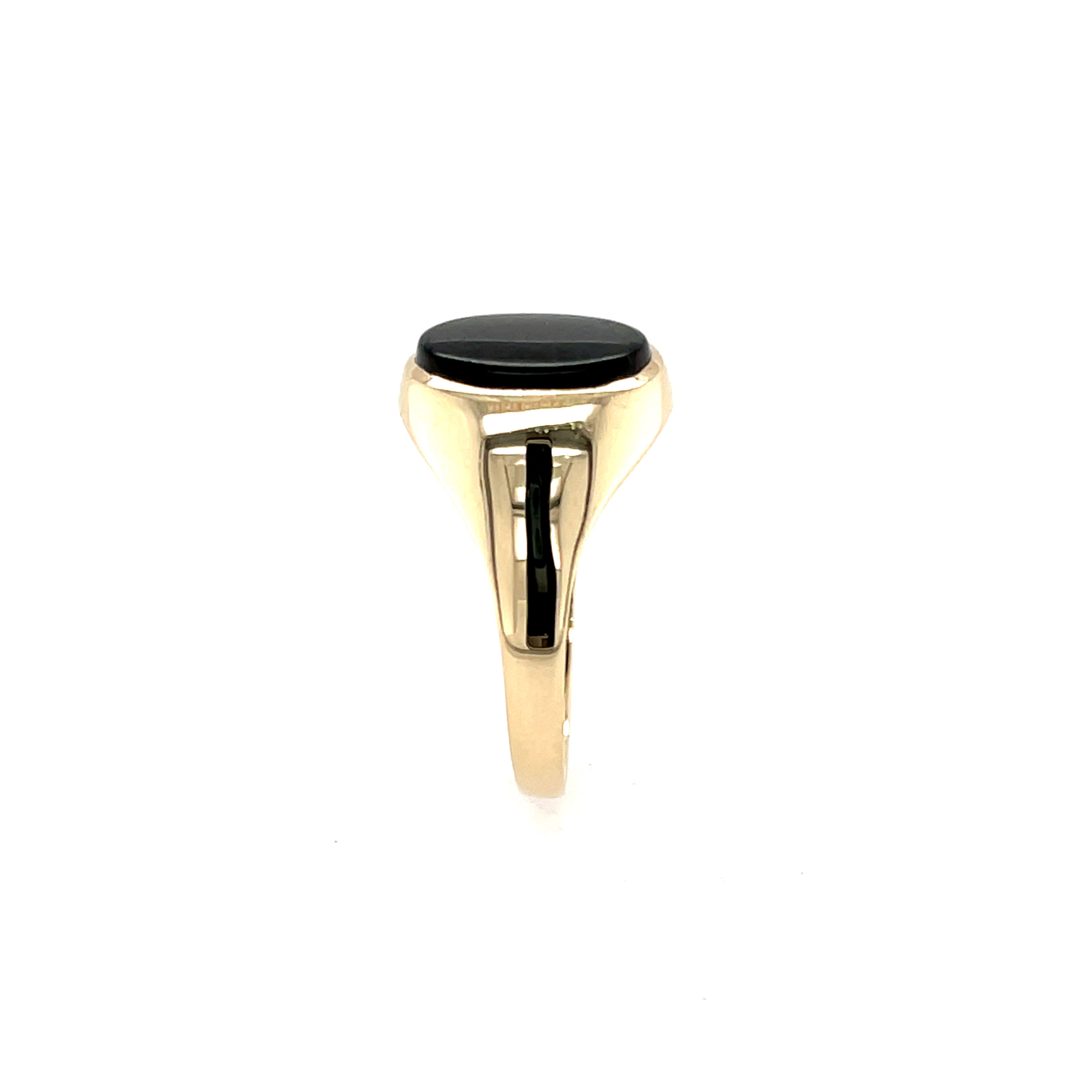 9ct Yellow Gold Vintage Oval Black Onyx Signet Ring - Size U SOLD